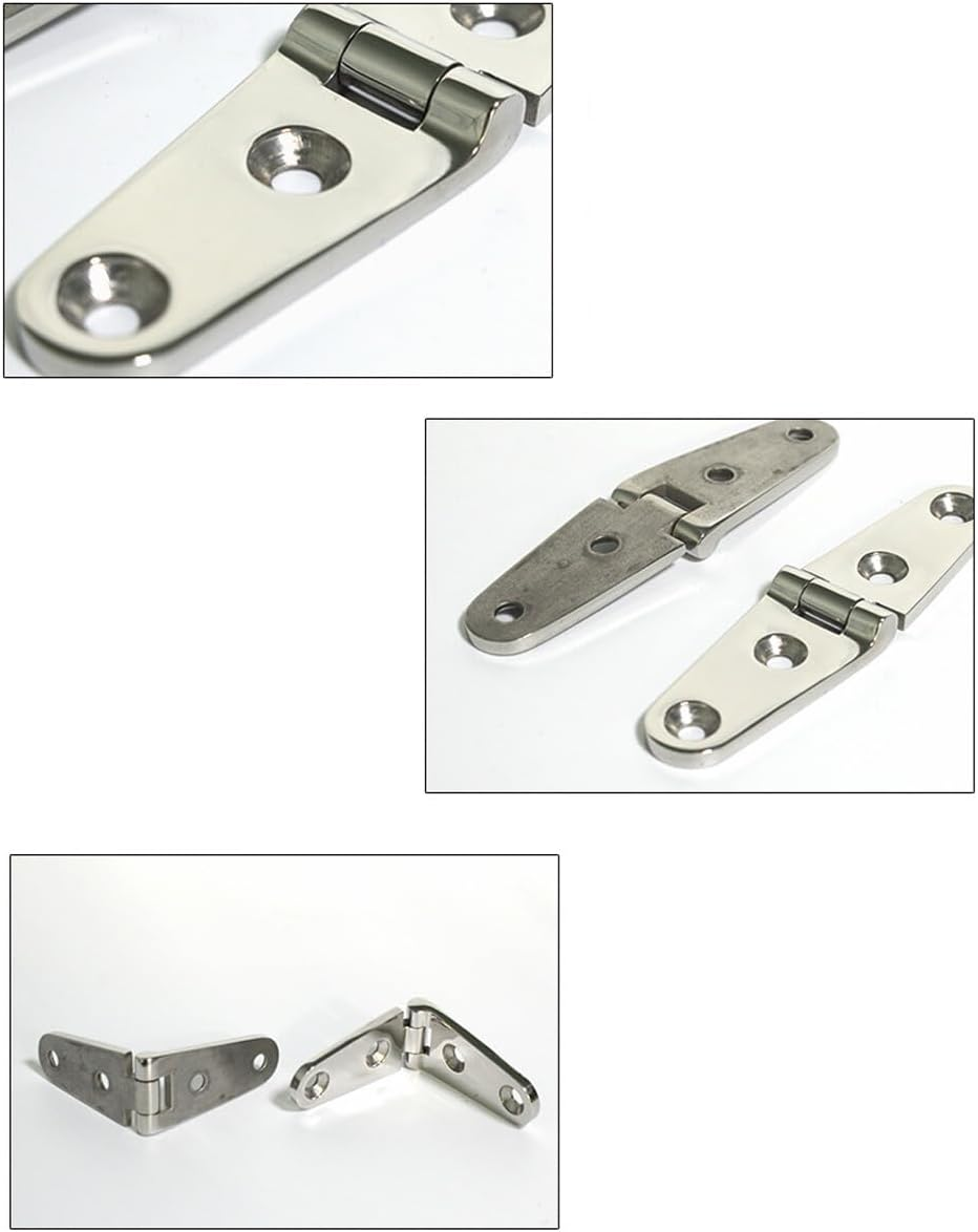 Ariv Hommey Marine Grade Boat Hinge 2 Pieces, 103 X 27MM 316 Stainless Steel Boat Casting Cabin Door Hatch Hinge, Door Hatch Stainless Steel Hinge Mount for Lids, Compartments and Doors image number 2
