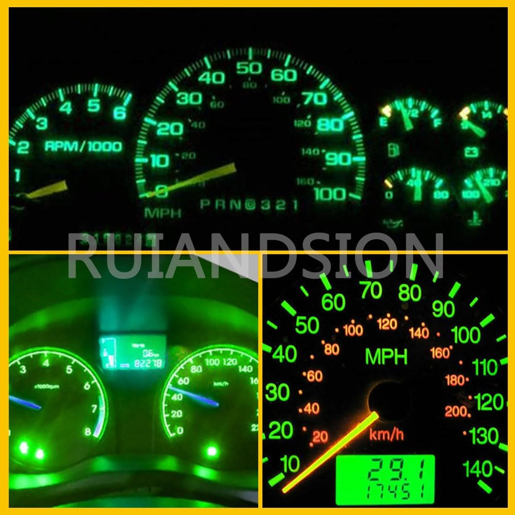 Ruiandsion BA7S Dashboard Light LED Bulbs 12V Green Instrument LED Light ED Interior Bulb Dashboard Indicator Panel Light, Non-Polarity (Pack of 4) image number 6