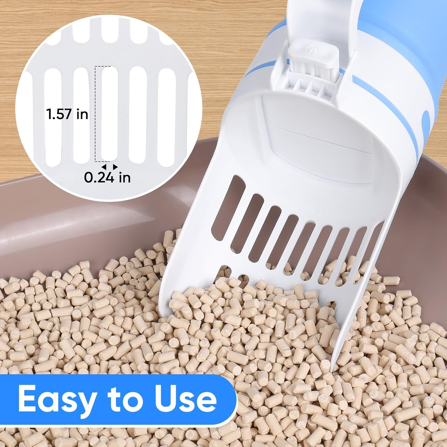 MYPIN Foldable Cat Litter Scoop with Bags, Upgraded Cat Litter Scoop with Holder and Waste Bin, Cat Litter Scoop with Extra 135 Waste Bags, Portable Cat Litter Scoop (Blue)