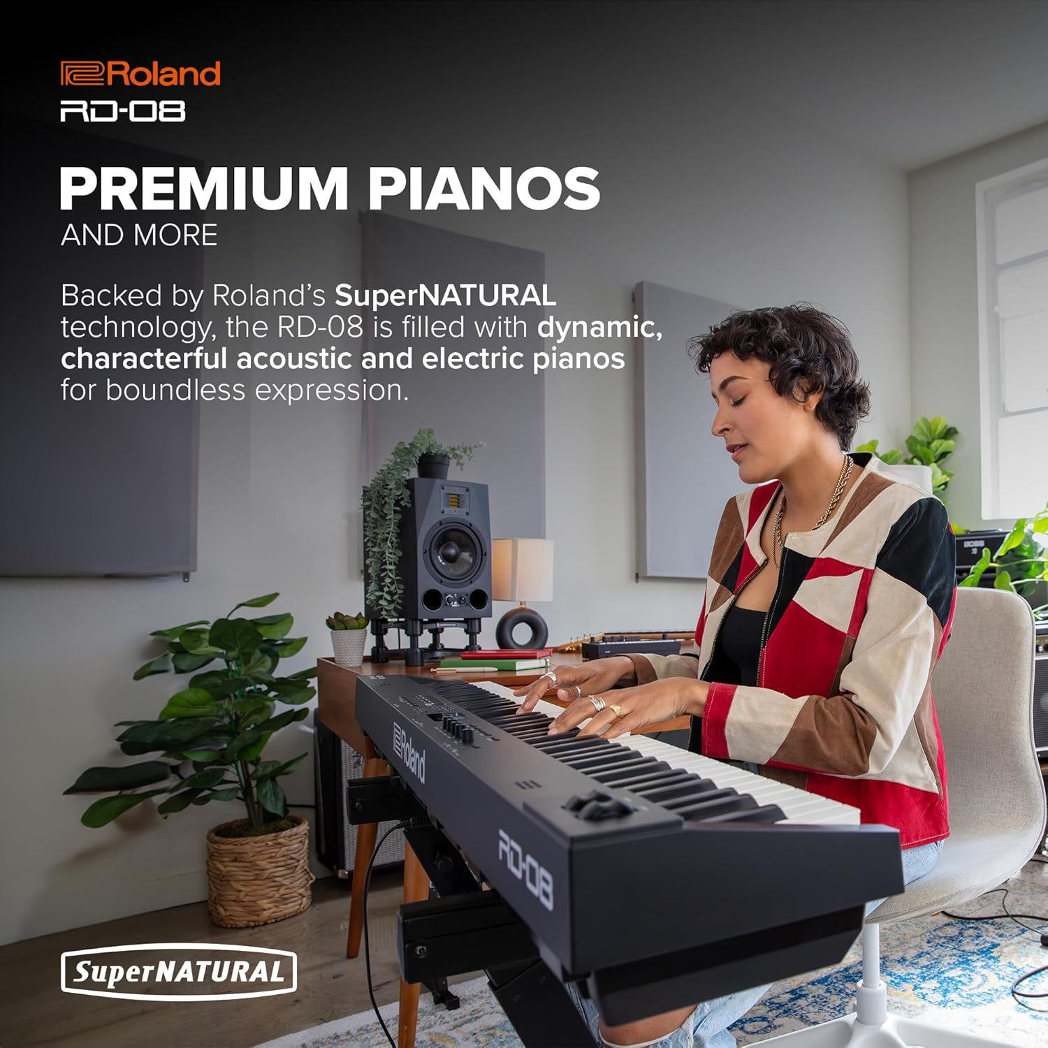 Roland RD-08 Stage Piano | Authentic RD Sound & Playability | Streamlined Design | 88-Note Weighted-Action PHA-4 Keyboard | Expandable Features | 3000+ Onboard Sounds | Ideal for Professional Gigging image number 3
