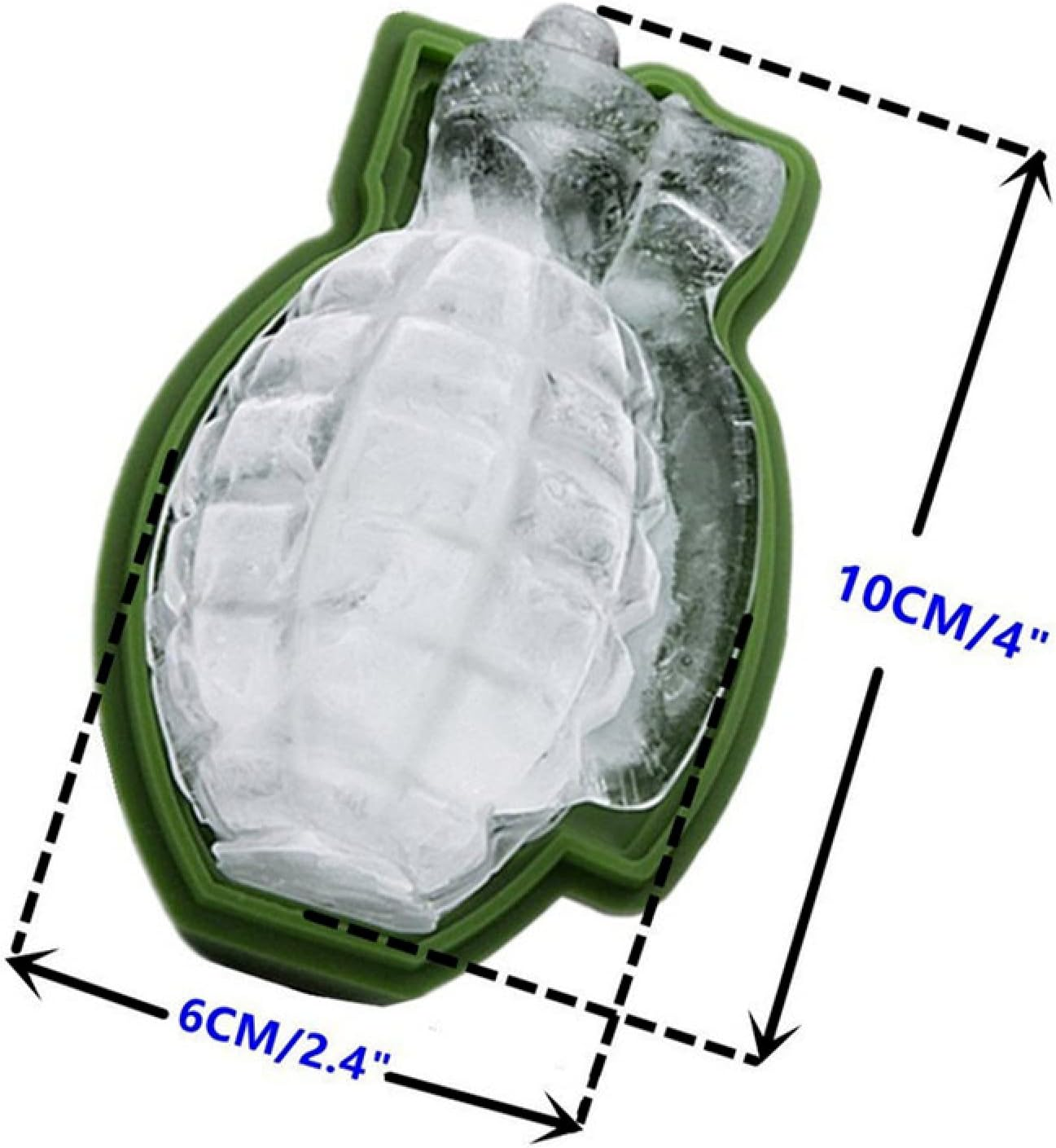 Ice Cube Tray 3D Grenade Shape Ice Cube Mold Ice Cream Maker Party Bar Drinks Silicone Trays Molds Kitchen Bar Tool 2Pcs image number 2