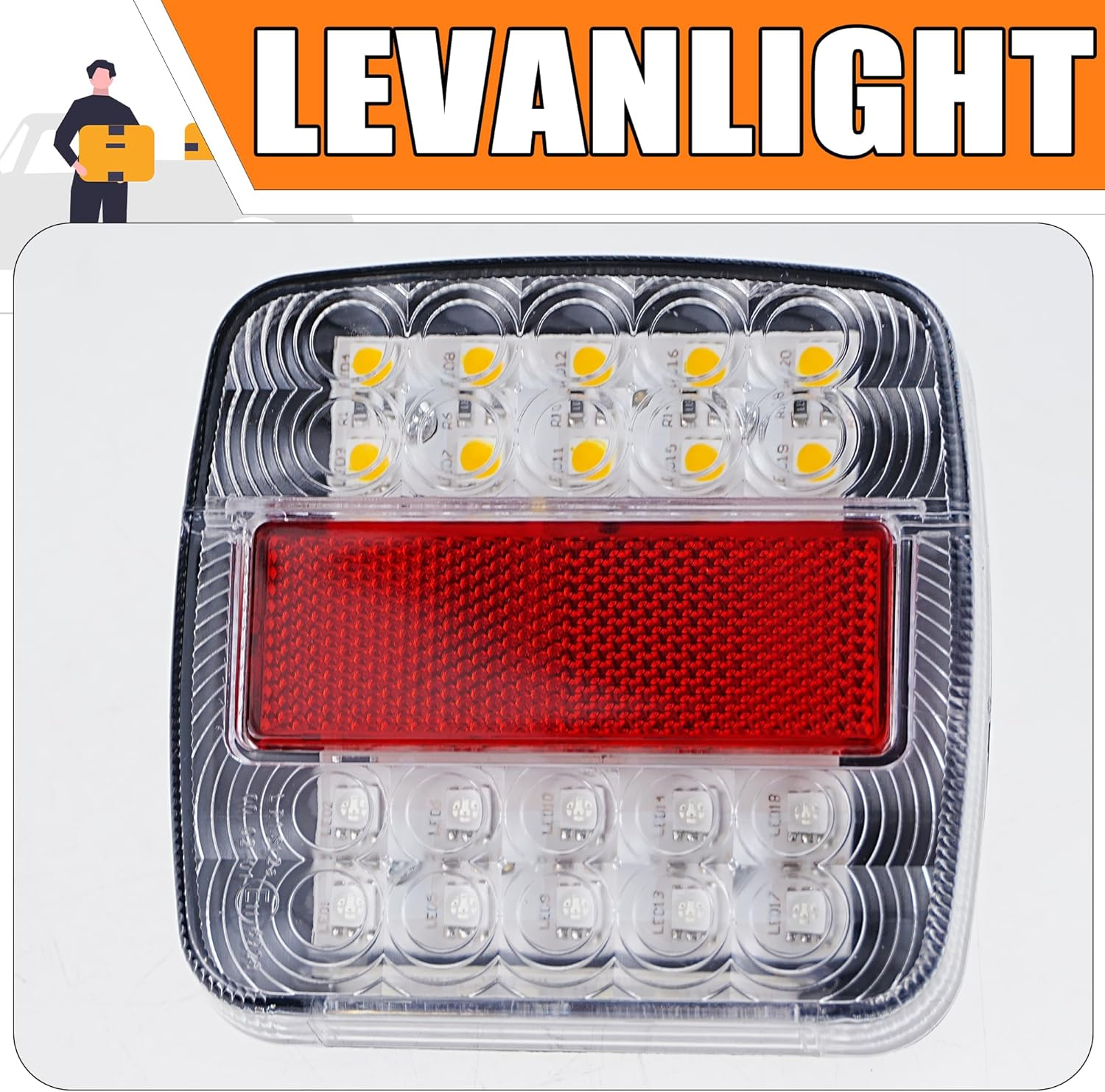 1Pair 12V 26LED Stop Tail Lights Kit Waterproof Turn Signal Running Brake Lights for Boat, Trailer, Truck, RV, Camper, UTV, UTE, Van Clear Lens LED Light Kit image number 6