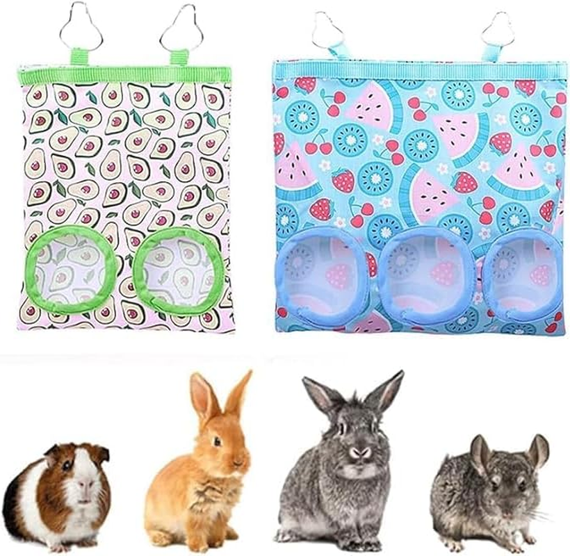 Rabbit Hay Feeder Bag Small Animal Hay Feeder Bag, 2Pcs Rabbit Hay Feeder Bag Hanging Hay Feeder Guinea Pig Hay Bag,Rabbit Hay Feeder Bag Guinea Pig Hay Feeder Bag,Rabbit Guinea Pig Hay Feeder Bag image number 6
