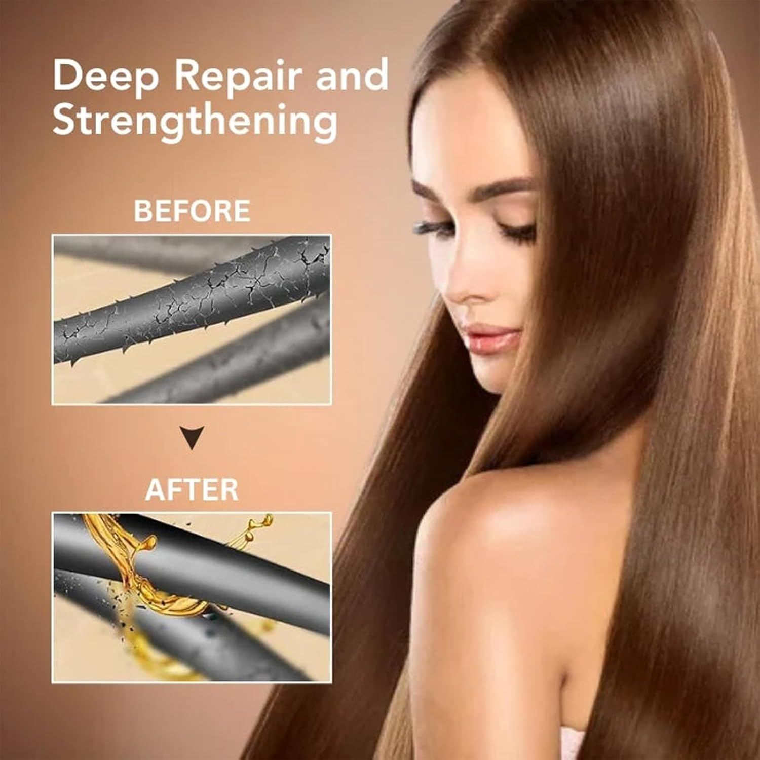 Collagen Hair Oil Repair Split Ends - Strengthens Hair Elasticity, Deep Moisturizing for Dry Damaged Hair, Adds Volume & Thickness with Pro-Vitamin Blend, Fast-Absorbing & Frizz-Free image number 5