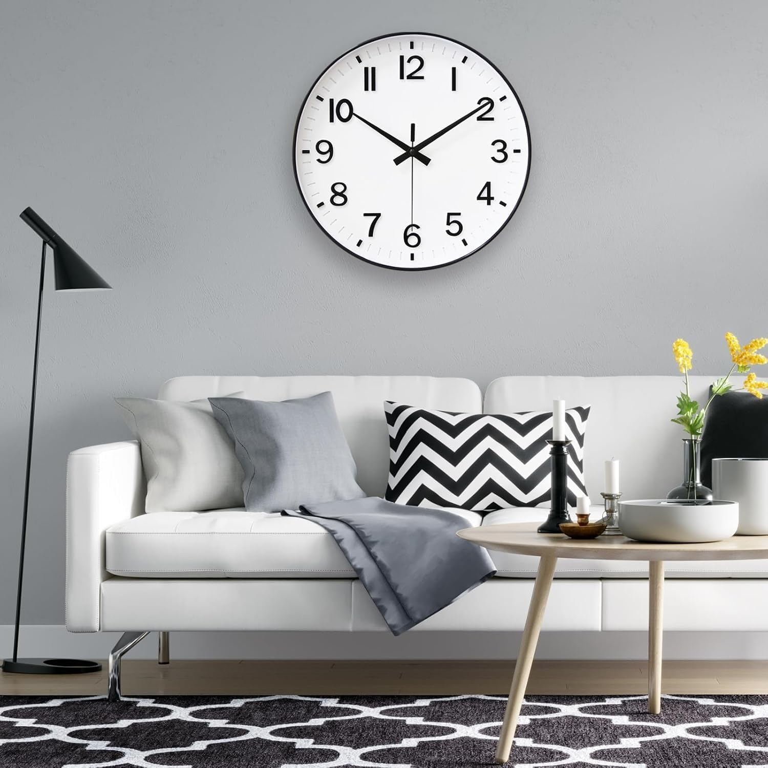 Wall Clock, 12 Inch Silent Non-Ticking Battery Operated round Quartz Modern Wall Clock for Living Room Kitchen Bedroom Home Office School Decor (White) image number 3