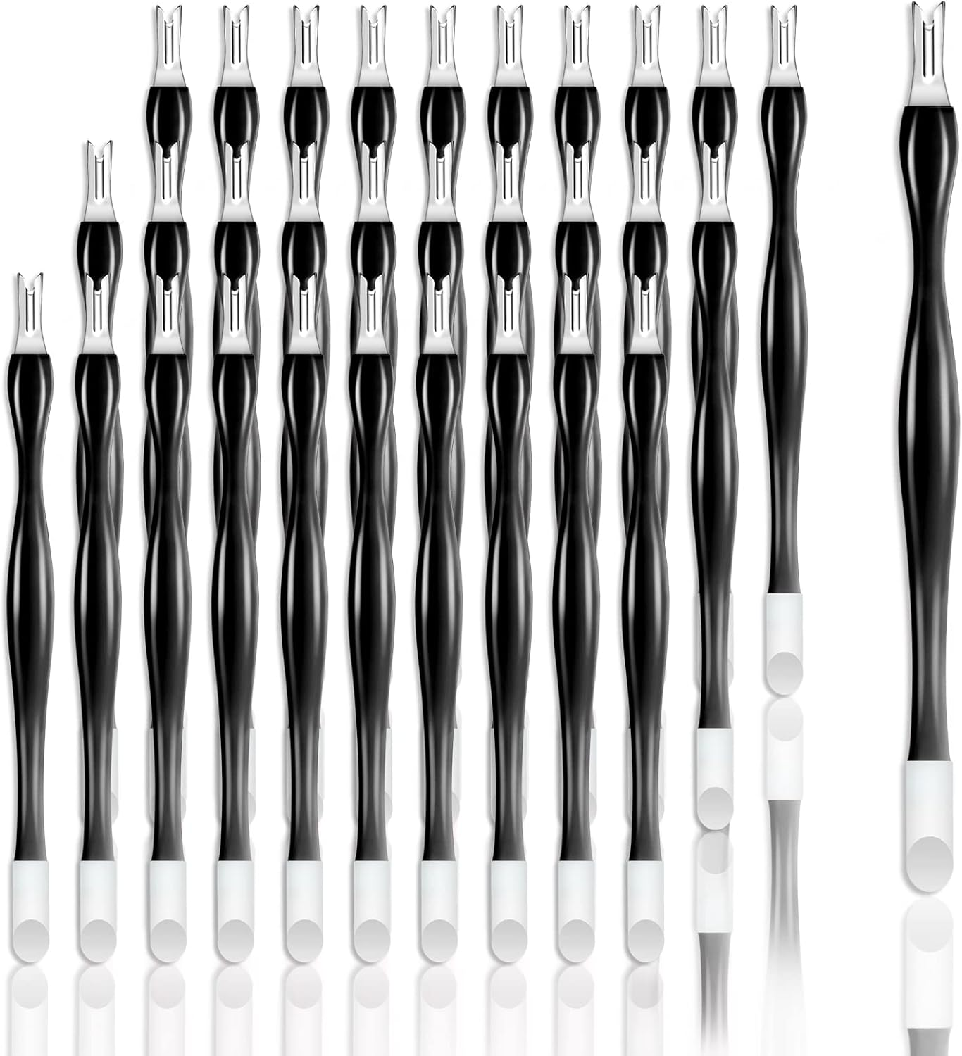 Allstarry 30 Pieces Nail Cuticle Trimmer Remover Rubber Nail Cleaner Double Head Dead Skin Cuticle Knife Removal Fork Plastic Handle Cuticle Pusher Nail Art Tools for Girls Women and Men - Black