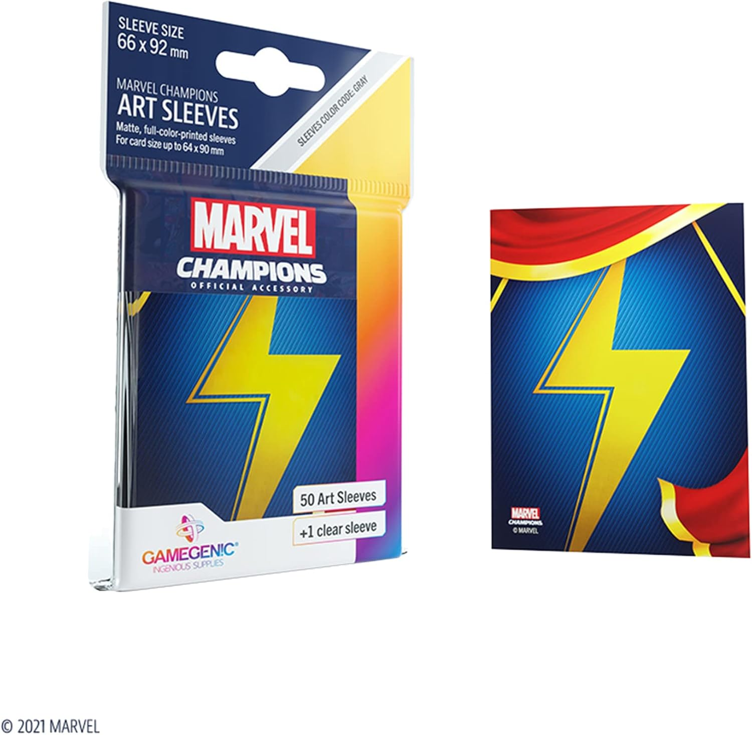 Gamegenic Asmodee North America Gamegenic Ms Marvel Marvel Champions Art Sleeves image number 2