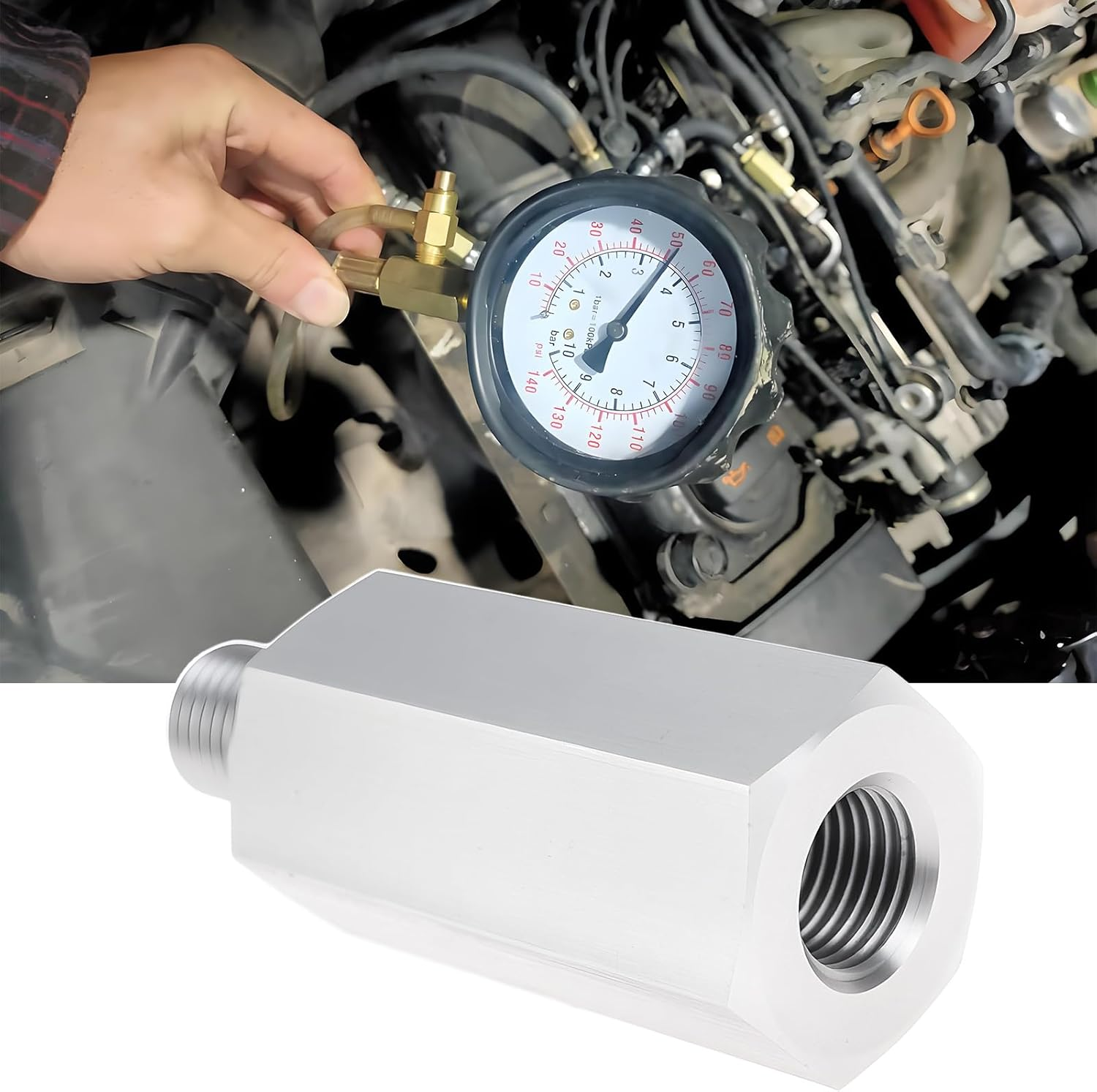 M10X1Mm Male X 1/8"NPT Oil Pressure Sensor Adapter for Oil Pressure Measurement image number 4