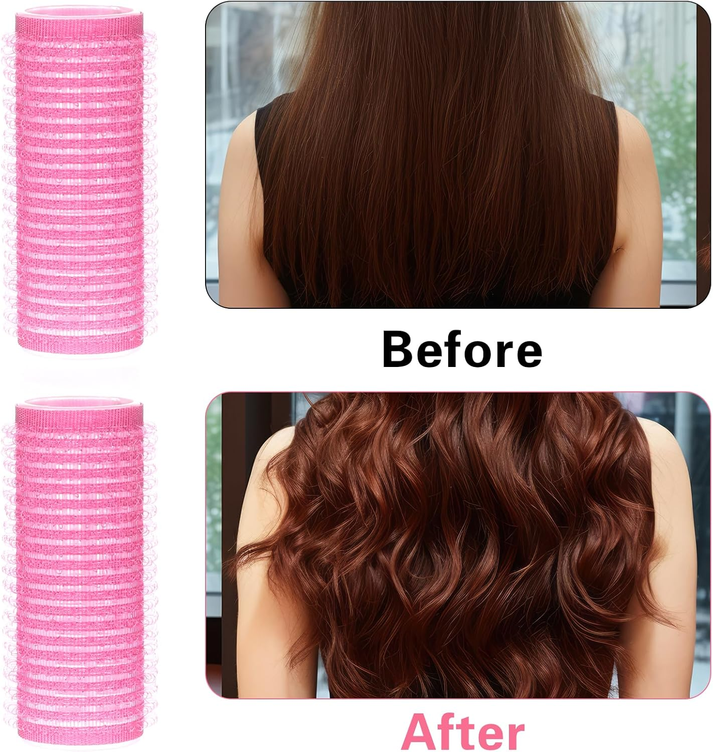 Sibba Pack of 18 Curlers Curls with 1 Comb, Adhesive Rollers, Self-Adhesive Hair Rollers, Curlers without Heat, Curlers, Velcro Rollers, Small Hair Rollers for Long, Medium, Short Hair (Pink, 20 Mm) image number 6