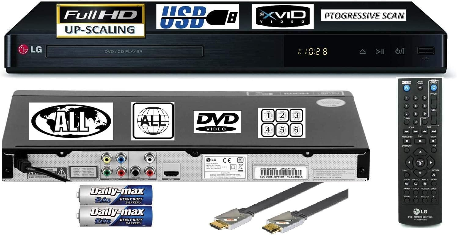 LG DP542H HDMI/MULTIREGION DVD Player 1080P HD Upscaling Divx / USB Playback - PAL & NTSC , CD Audio, Black.