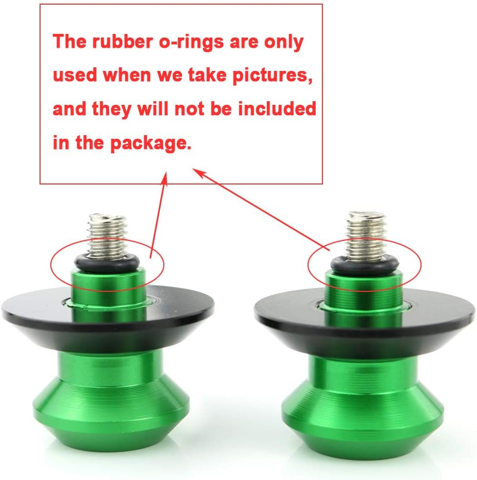 2Pcs M10 Motorcycle Swing Arm Sliders Spools CNC Swing Arm Stand Screw for Kawasaki ZX-6R ZX-6RR 98-12 ZX-10R 04-10 Ninja 250 R 300R 400R 650R ER-6N YAMAHA YZF750 YZF1000 FZR600. Green image number 5