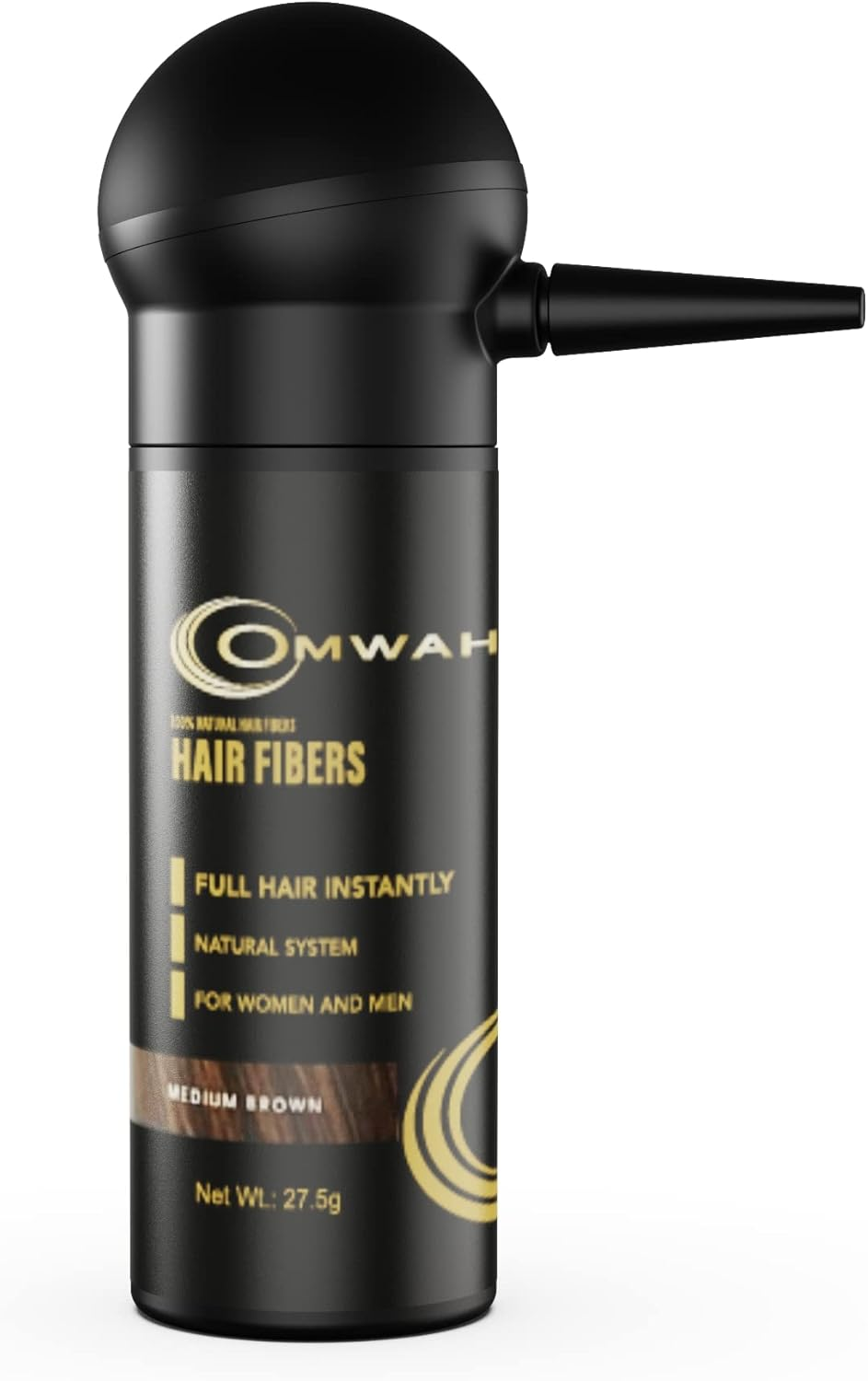 OMWAH Hair Fibers for Thinning Hair Men - 2-In-1 Kit 27.5G, Hair Building Fibers & Spray Applicator, Natural Thick Hair Filler, Conceals Hair Loss (Medium Brown, 27.5G) image number 5