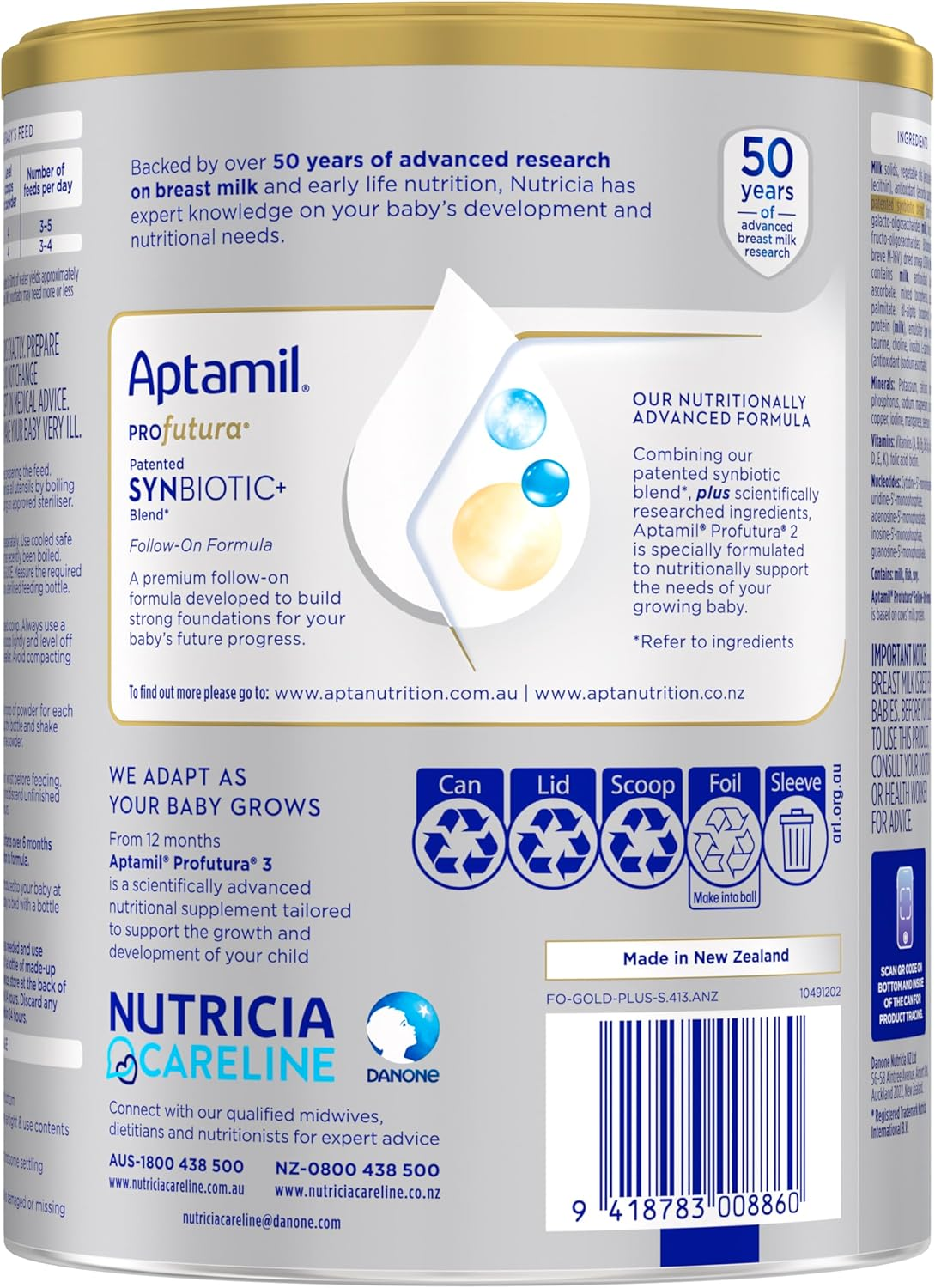 Aptamil Profutura 2 Premium Nutritionally Tailored Follow-On Formula, Scientifically Researched Ingredients with Synbiotic Blend, Infant Formula from 6-12 Months, 900G image number 1