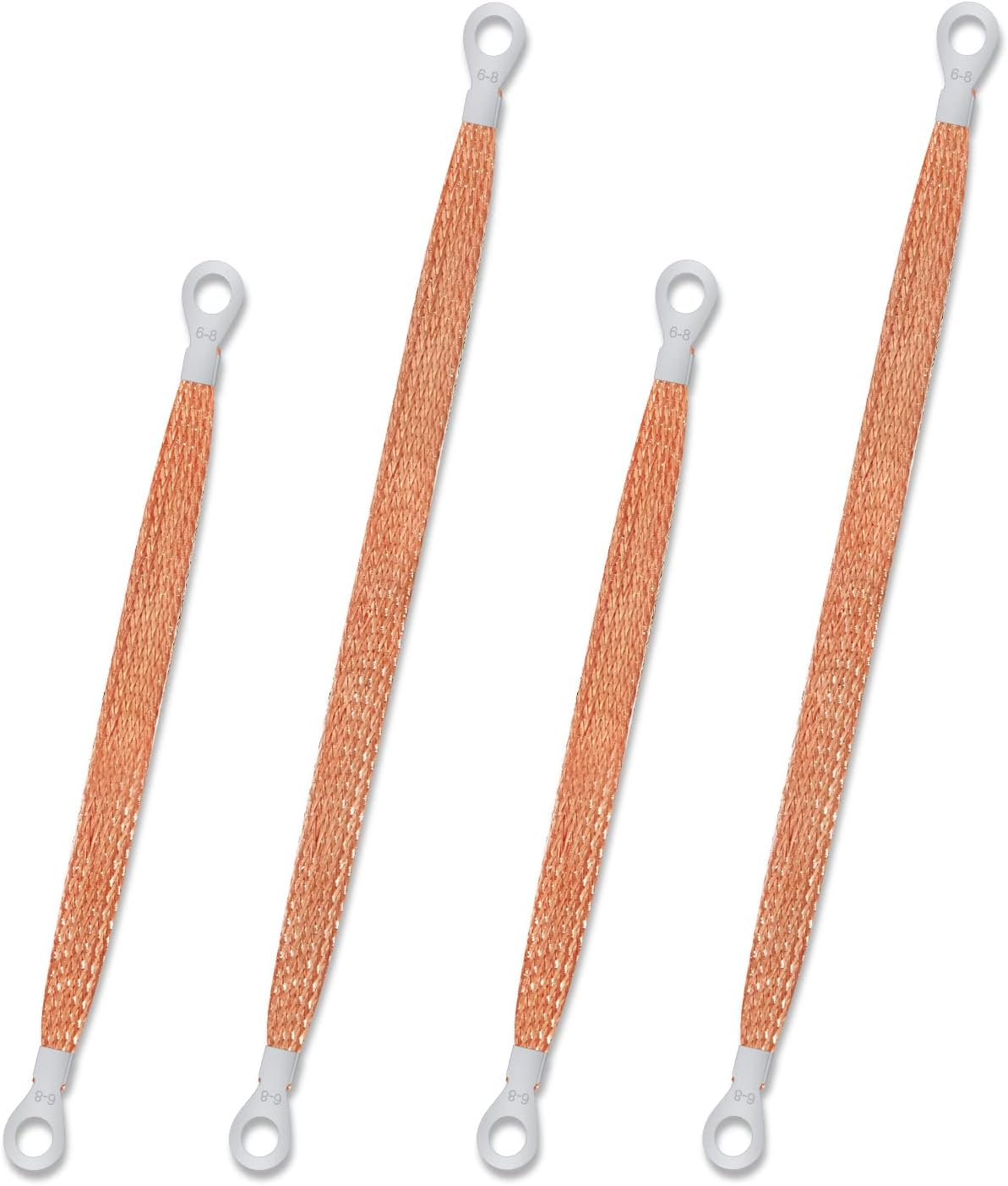LUTER 4Pcs Universal Automotive Ground Strap Kit, 13Inch / 10Inch Vehicle Engine Ground Strap, Sturdy Woven Copper with 5/16" Rings Terminal (Copper Color) image number 4