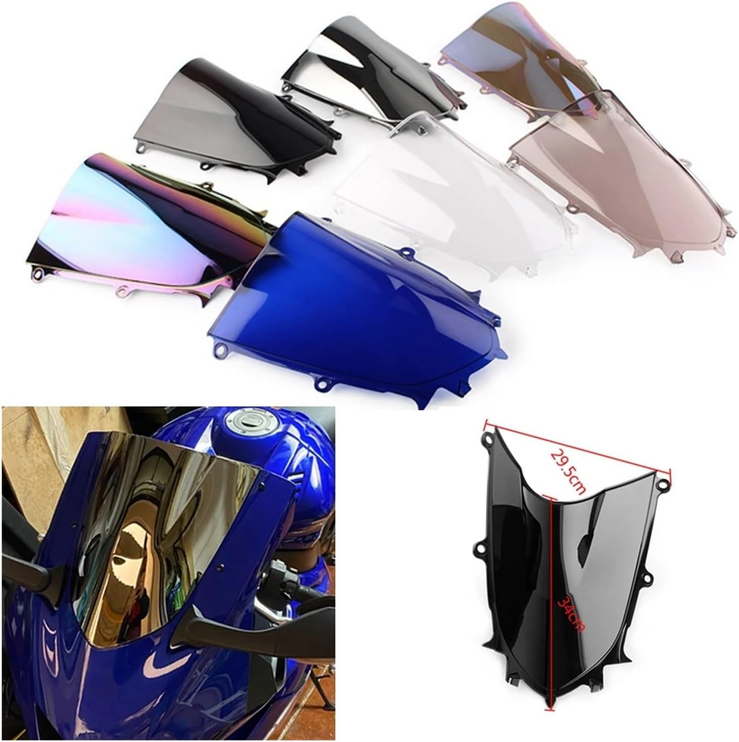 Motorcycle Accessories Windscreen Windshield Screen Deflector Protector Compatible with Yamaha YZF 600 R6 R7 2017-2019 2020 2021 2022 2023(Clear) image number 2