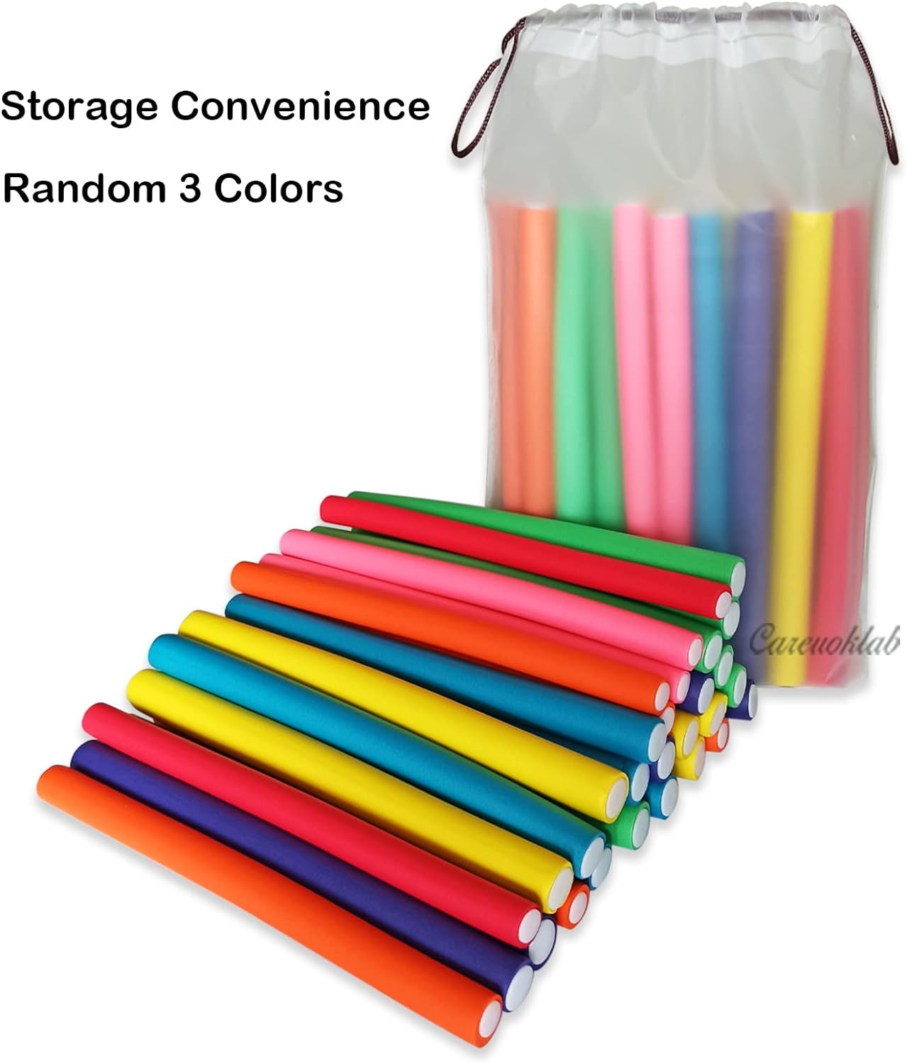 Careuoklab 30 Pack Flexible Curling Rods, 1.4 X 24Cm Hair Rollers Twist-Flex Curlers with Soft Foam, Random 3 Colors DIY Hair Styling Tools for Women Girls image number 5