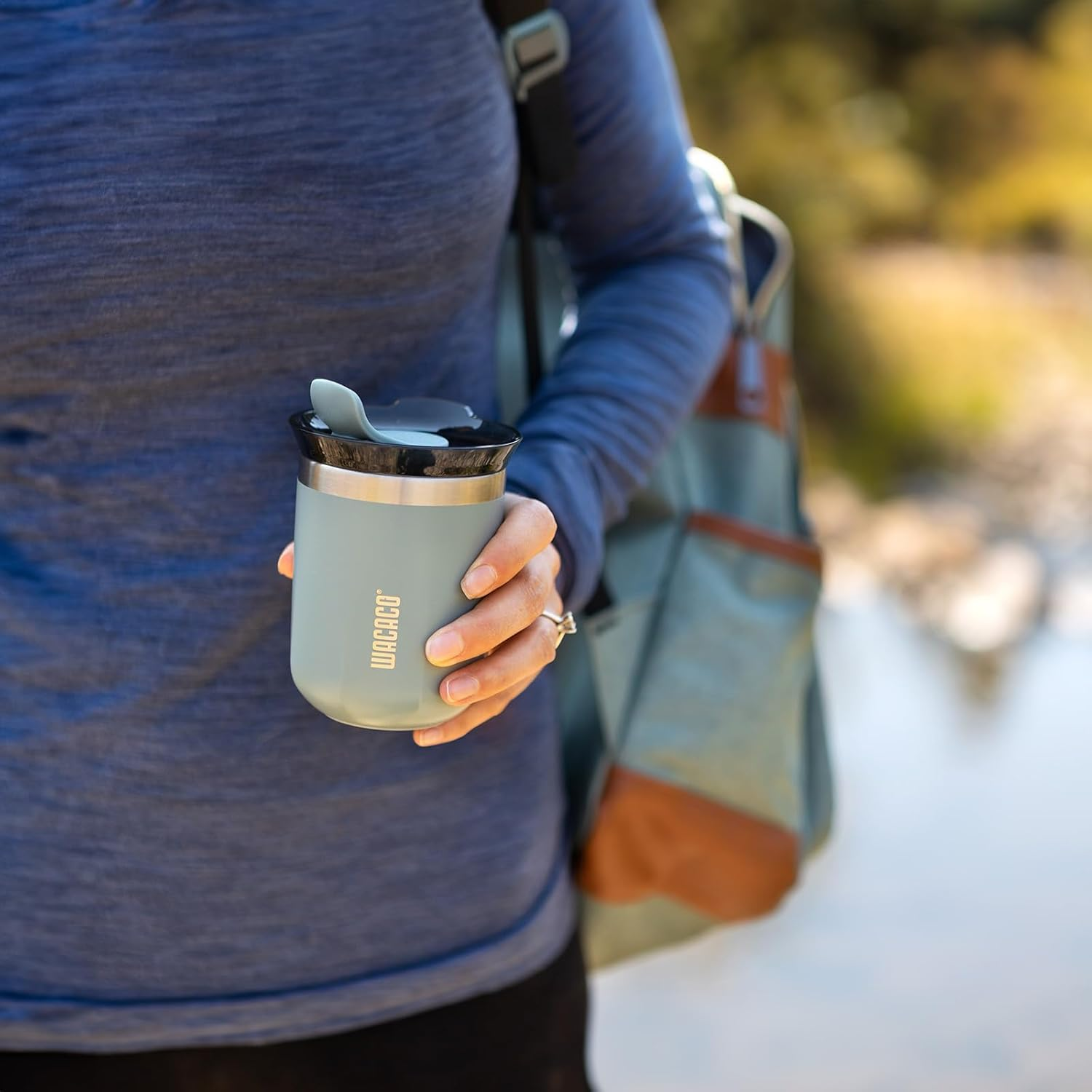 WACACO Octaroma Classico Vacuum Insulated Coffee Mug, Double-Wall Stainless Steel Travel Tumbler with Drinking Lid, 6 Fl Oz (180Ml), Blue image number 2