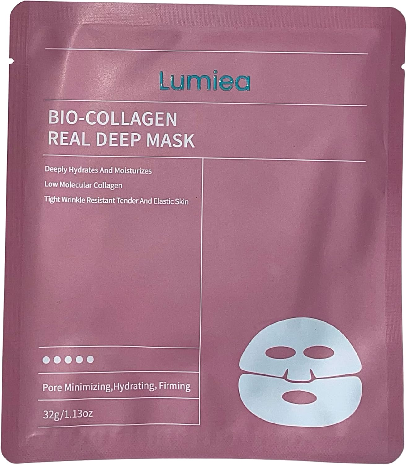 Bio Collagen Original Face Mask (4-Pack), Overnight Deep Hydration, Anti-Aging Sheet Mask, Reduces Wrinkles, Enhances Elasticity & Plumpness, 32G image number 3