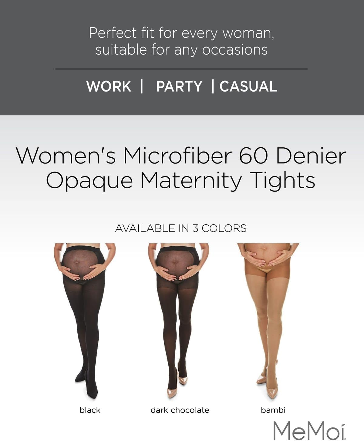 Memoi Microfiber Opaque Maternity Tights | Pregnancy Support Hose image number 3