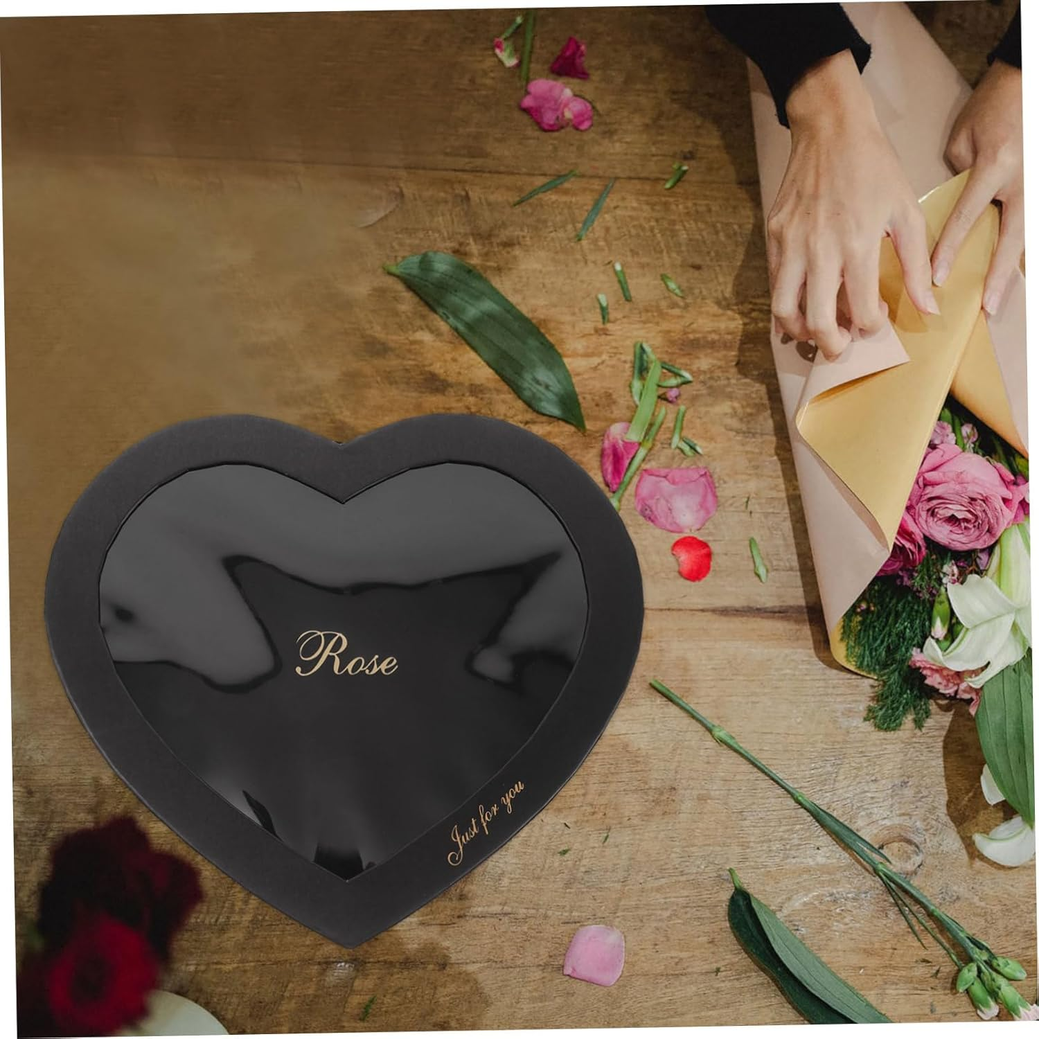 SAFIGLE 2Pcs Valentine'S Day Box Heart Shaped Boxes for Presents DIY Window and Lids Flower for Packaging - Red image number 4