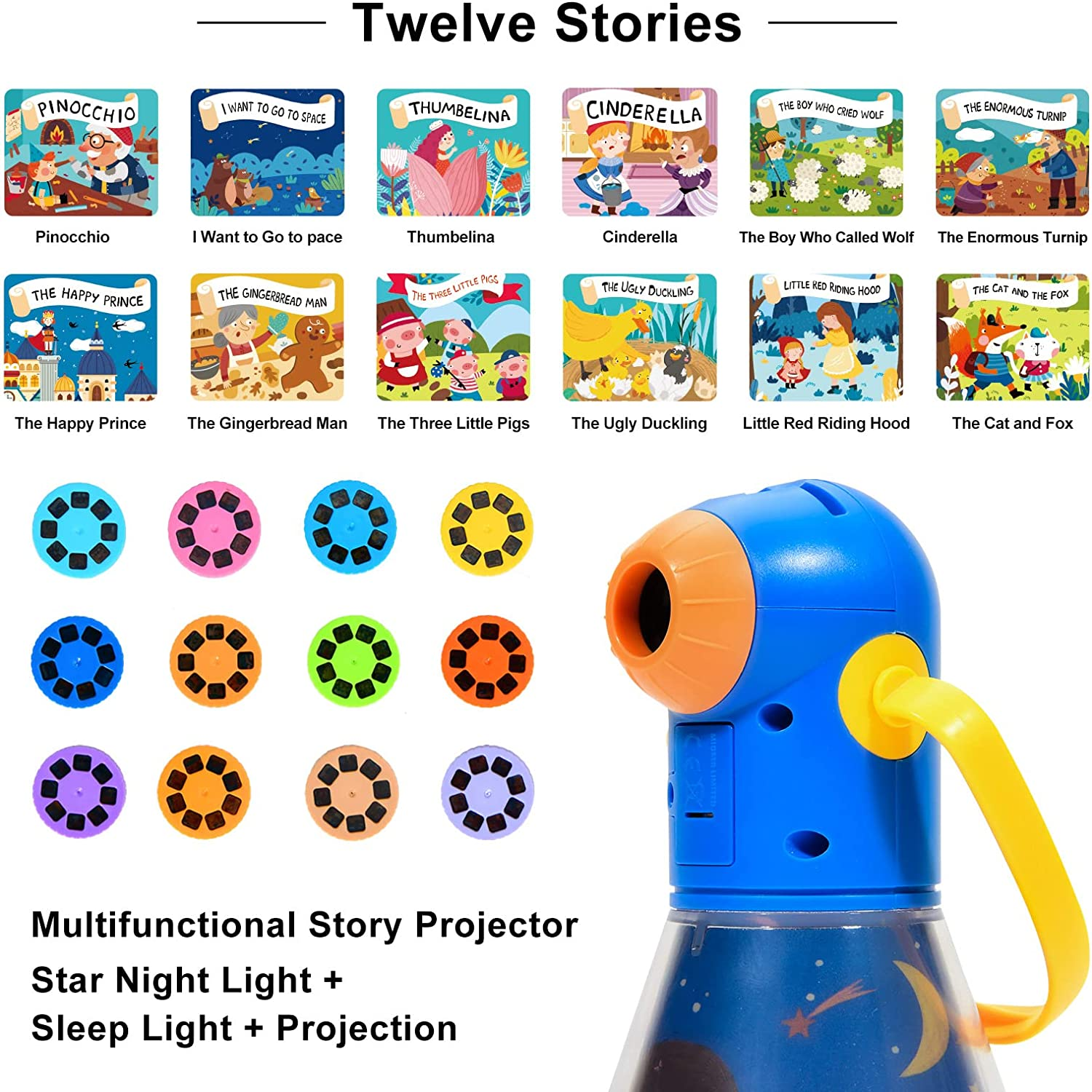 Mideer Light Projector Storybook with 12Pcs Story Reels for Age 3-5 image number 1