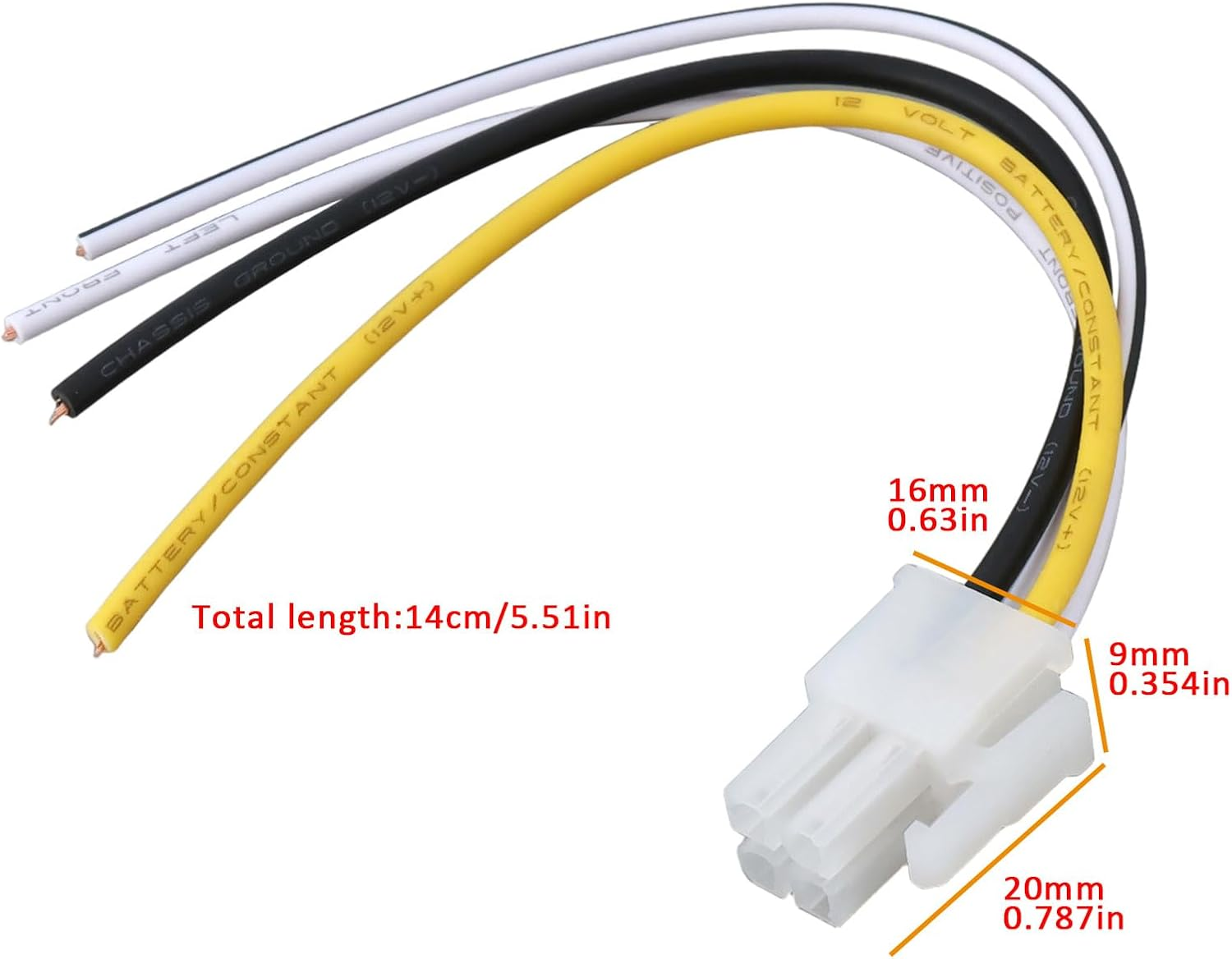 Emsea 2PCS 4Pin Car Amplifier Speaker Wire Harnesses 14Cm Compatible with Alpine Compatible with Diamond Audio Amplifiers image number 1