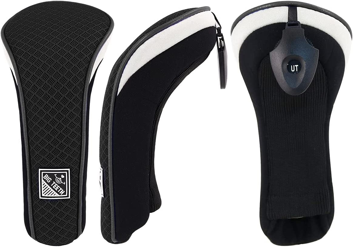 Big Teeth Golf Hybrid Head Covers Set Headcovers Utility UT Club Protector Meshy with Interchangeable Number Tag (2 Pcs)