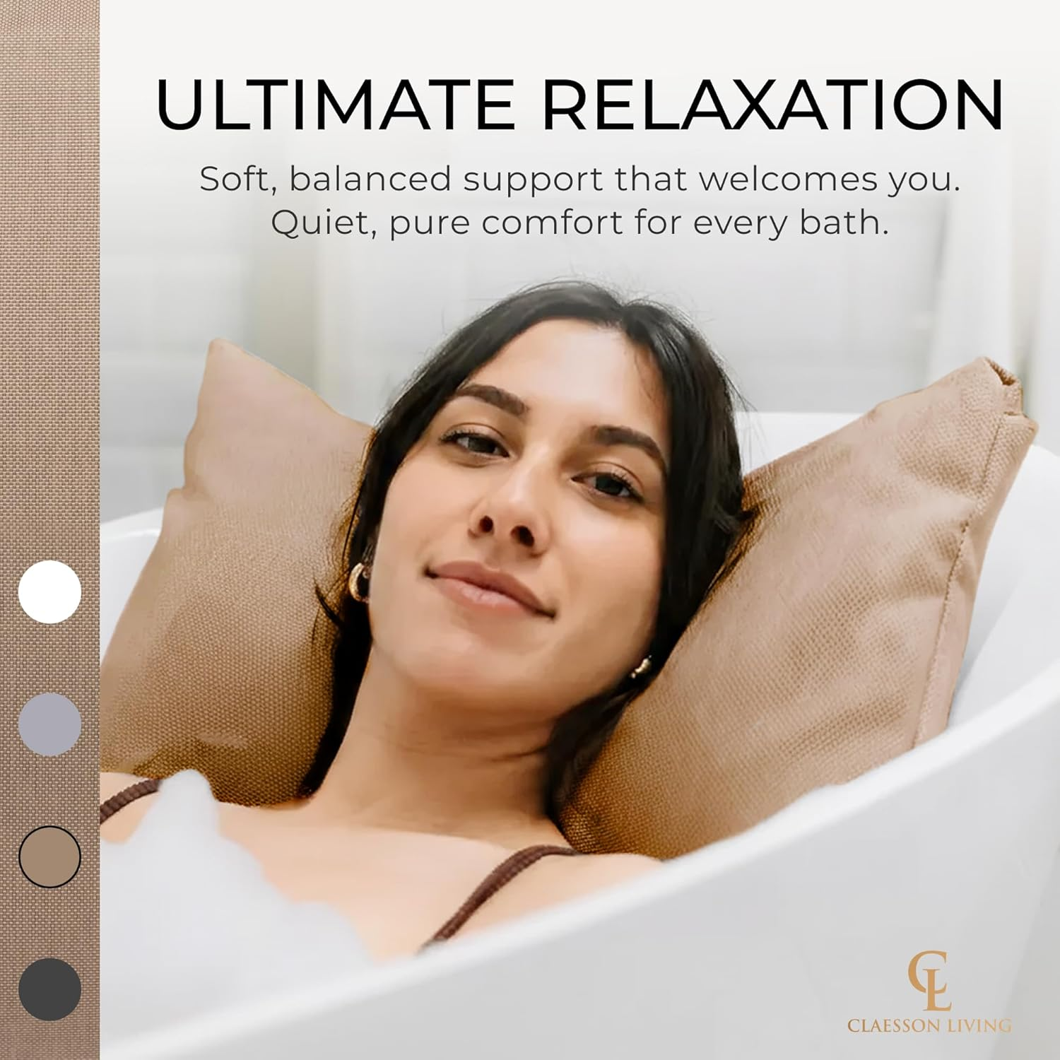 Luxury Bath Pillow for Tub - Thick and Comfortable Bathtub Pillow Support for Head and Neck and Back - Washable Quick-Drying Bath Pillows - Bath Cushion for Home Spa - Fits Any Bathtub - Sand image number 2