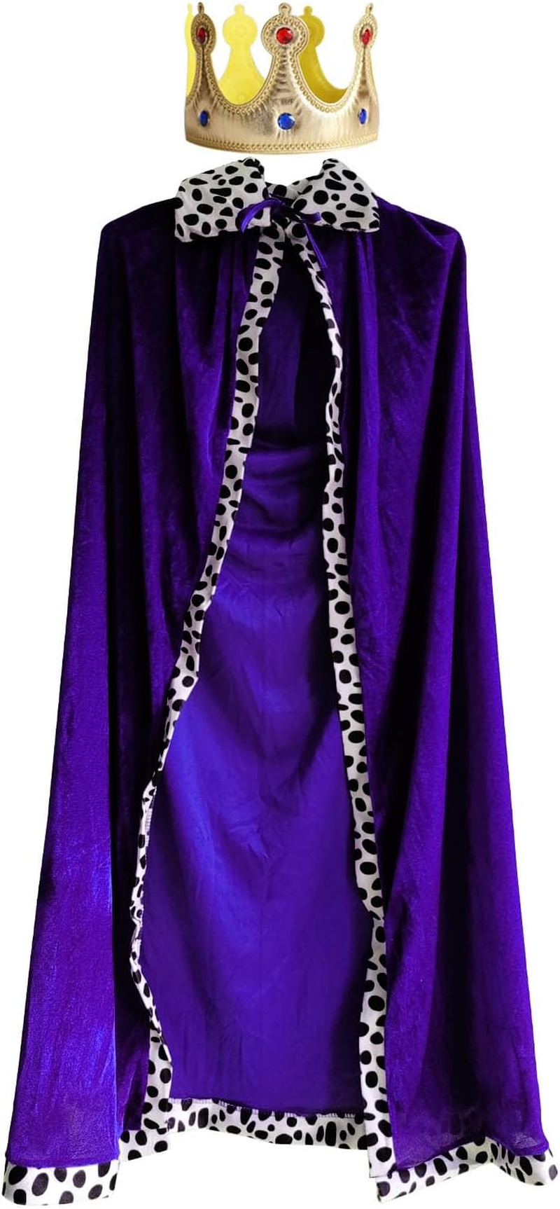 Weahre King Robe Costume Queen Robe King Crown Cape Royal Cloak for Halloween Carnival Cosplay Party Dress Up