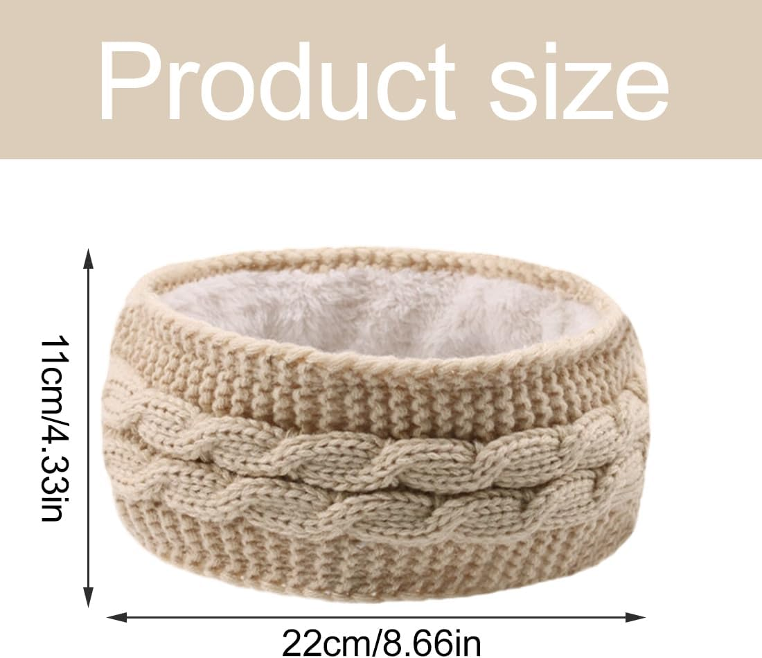 Women'S Winter Headband, Knitted Hair Bands, Winter Crochet Head Wrap, Women'S Winter Headband, Elastic Hair Band, Dark Grey, Beige, Pack of 2