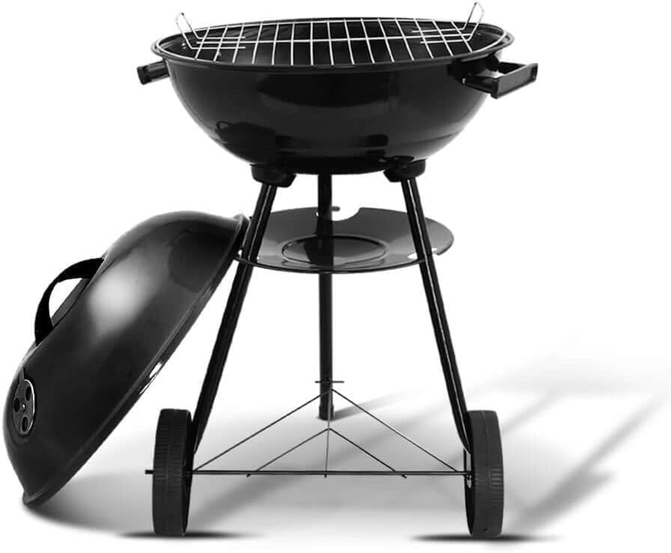 Grillz Charcoal Portable Camping Grill Steel Oven Barbeque Smoker, Black image number 3