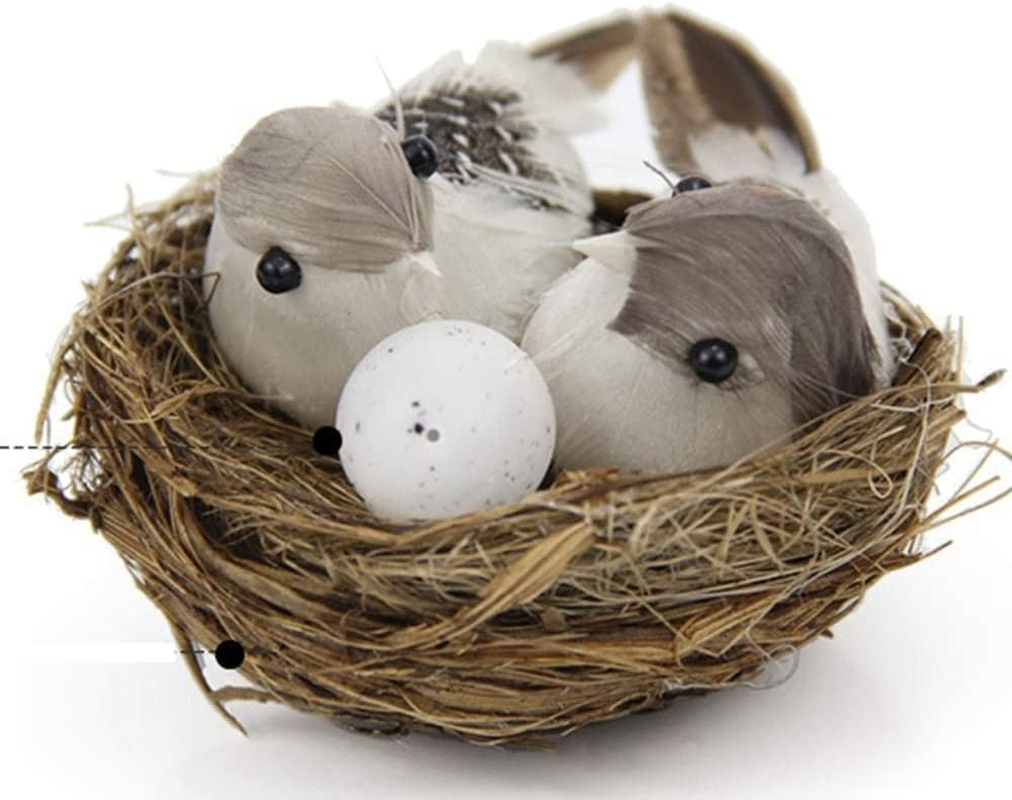 1Set Simulation Bird Nest with Bird and Eggs Decor,Fake Foam Feather Birds,Artificial Birds,For DIY Craft Tree Decoration Artificial Plants and Flowers,Home Decor image number 3