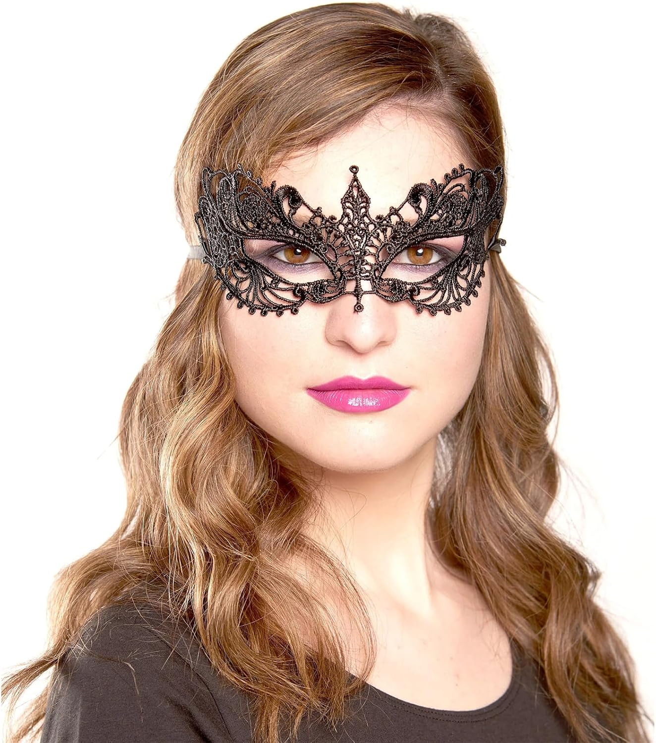 Lace Masquerade Masks,Venetian Women Mask Halloween Costume Mask for Mardi Gras Prom Ball Mask Adjustable Ribbons image number 4