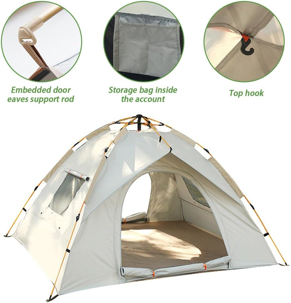 Camping Tent Automatic 2-3 Man Person Instant Tent Pop up Tent, Waterproof Windproof Outdoor Tent, Large Lightweight 4 Seasons Tent for Hiking Backpacking Travel