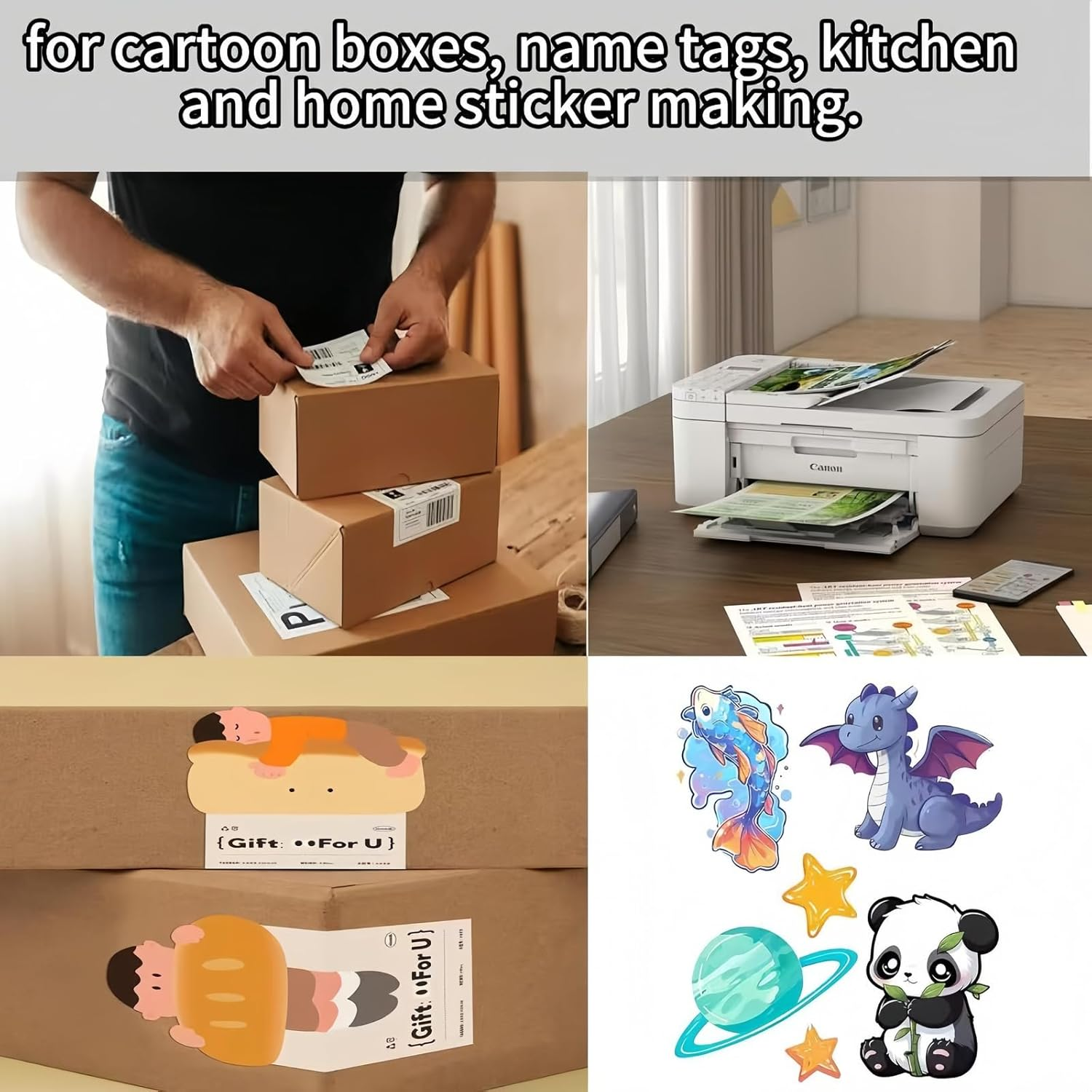 A4 Sticker Paper 100 Sheets, Self-Adhesive Matte Sticker Printer Paper Full Sheet Labels, Sticker Paper for Inkjet and Laser Printer Photo Paper, Shipping Labels, DIY, Office image number 1