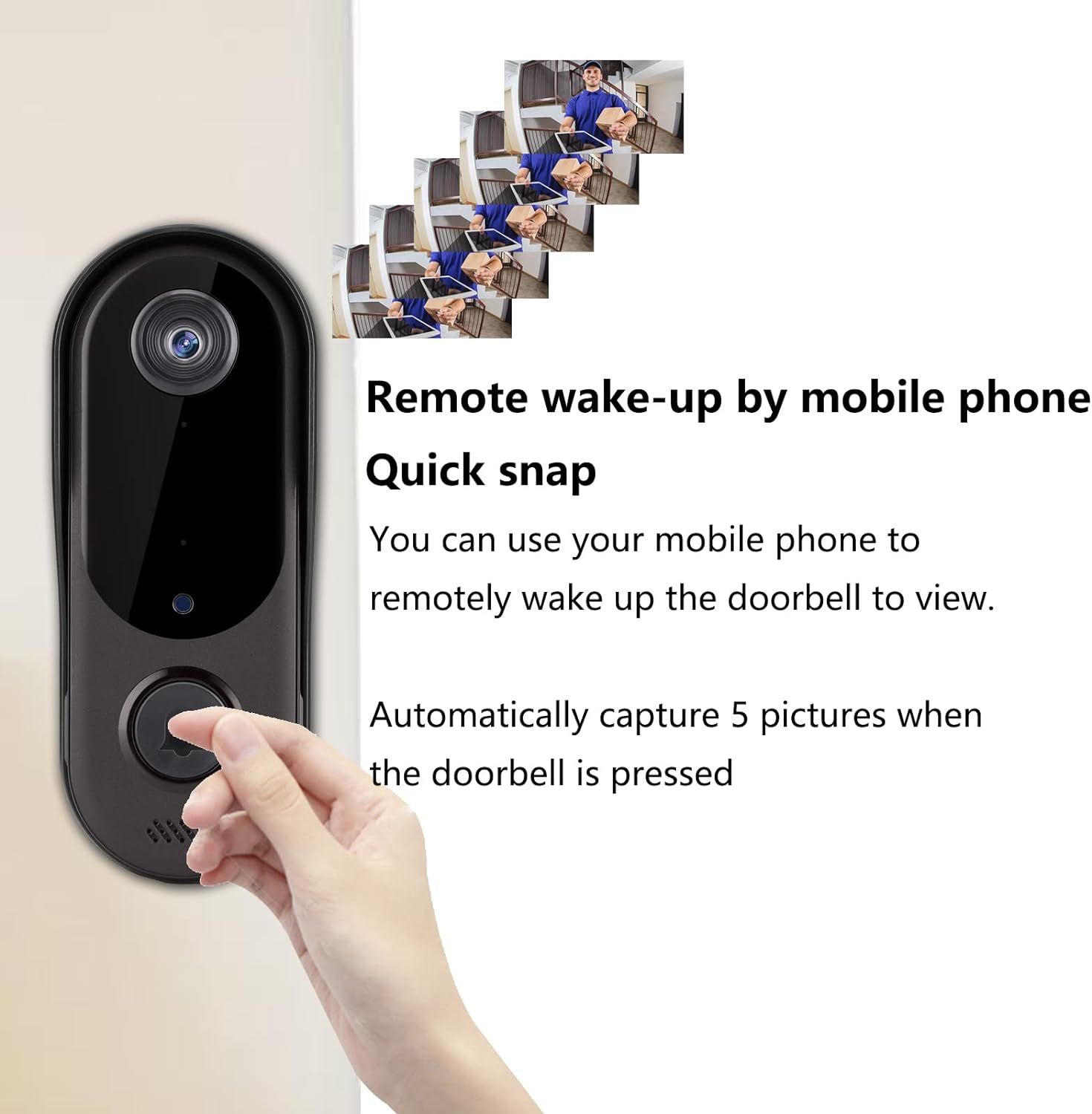 Video Doorbell Camera HD, Wireless Doorbell Camera with Chime, Wireless Operated, HD Night Vision, 2-Way Audio, IP65 Waterproof, Cloud Storage(For Ios & Android) image number 2