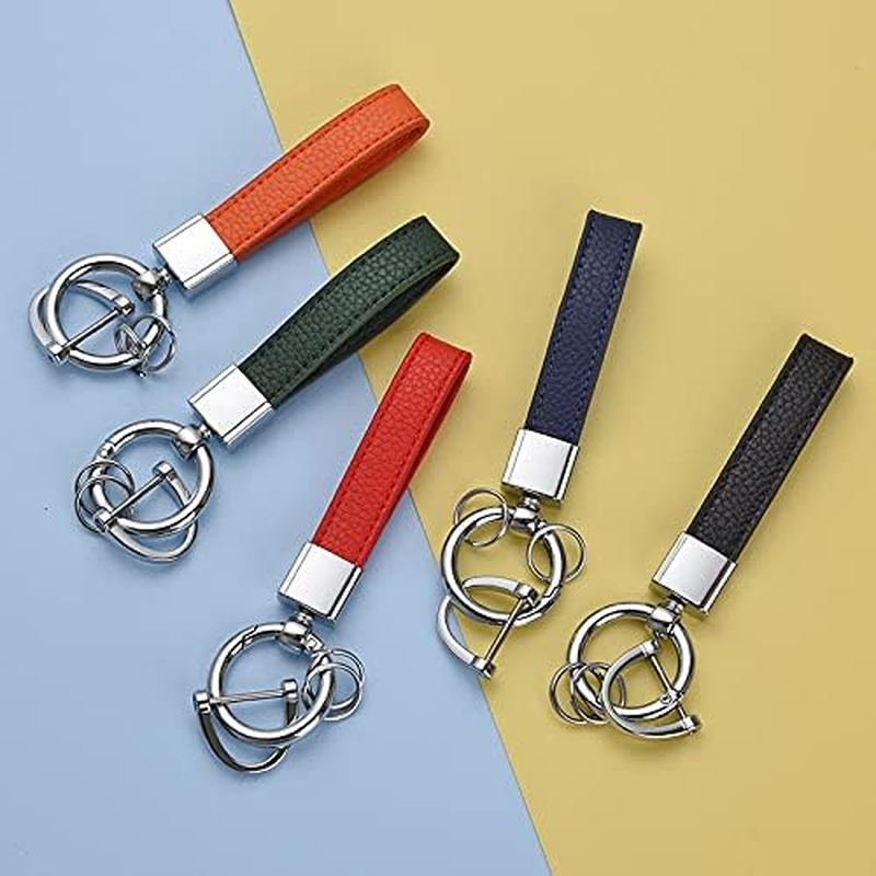 Leather Car Keychain, Leather Key Fob with D-Ring, Anti-Lost Soft Leather Key Chain, Car Accessories image number 2