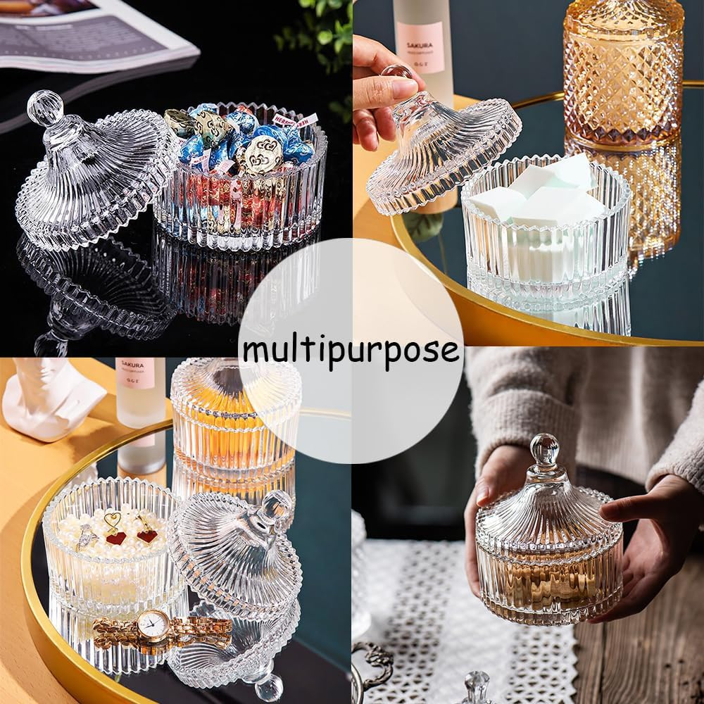 Ultra Soft Powder Puff and Container 3.3" High Density Velvet Dusting Washable Reusable Powder Puff,Body Powder Puff and Glass Jar Holder Loose Powder Box with Puff for Face Makeup(Gray) - Yurt-Amber image number 5