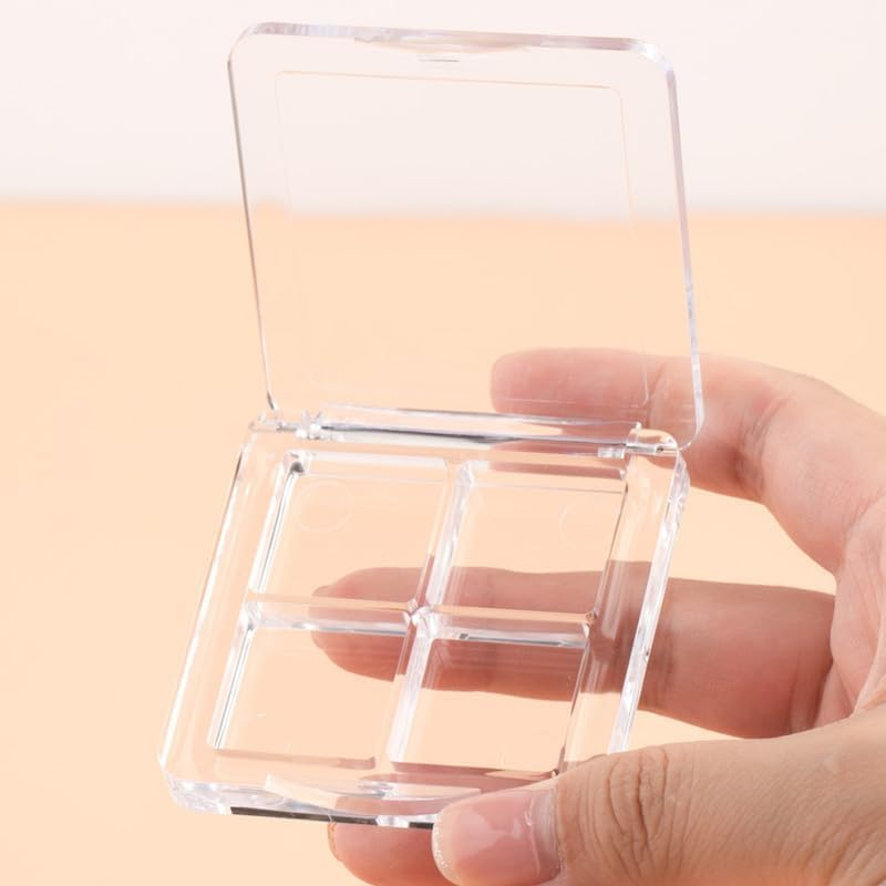 2 Pcs Refillable Cosmetic Palette for DIY Eyeshadow, Transparent Empty 4 Grid Plastic,Powder, Blush and Lipstick image number 3