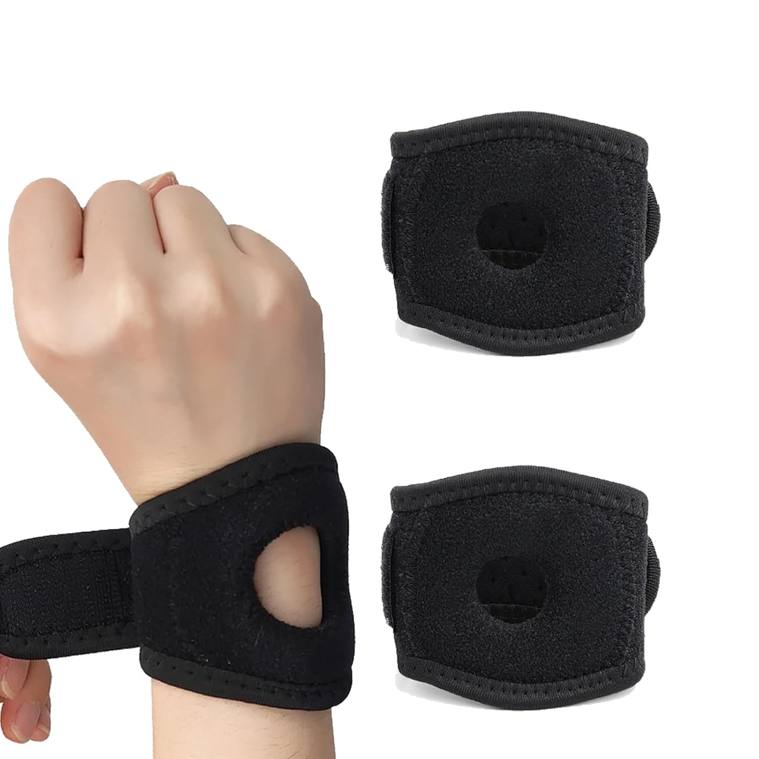 2 PCS TFCC Wrist Brace, Adjustable Wrist Widget, Wrist Support Strap for Weight Bearing Strain Pain Relief, Strap for TFCC Tear - Ulnar Sided Wrist Pain, Left and Right Straps for Exercise (Black) image number 2