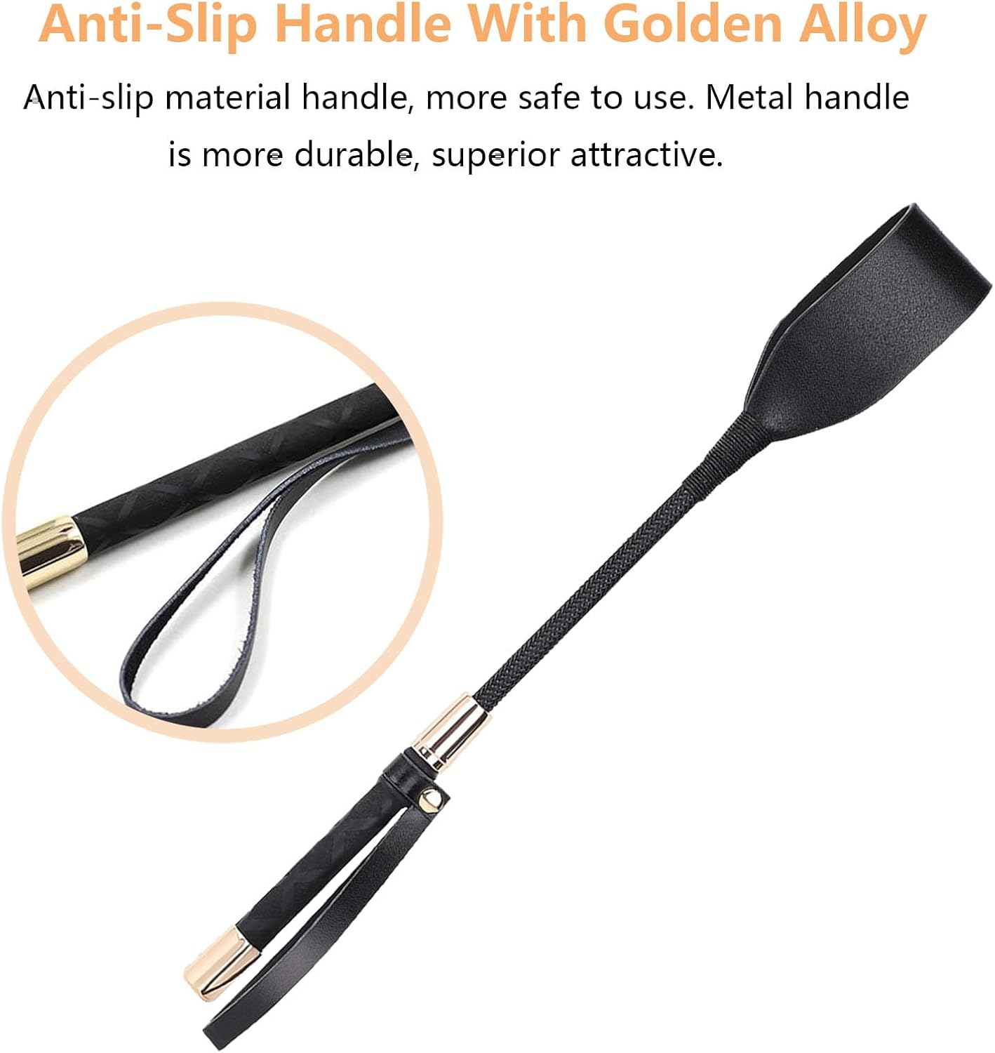 Mini Horse Riding Crop 33Cm &ndash; Lightweight Hobby Horse Accessory with Anti-Slip Grip &ndash; Durable PU Leather Hose Whip Crop for Kids & Horseplay Training(Black)