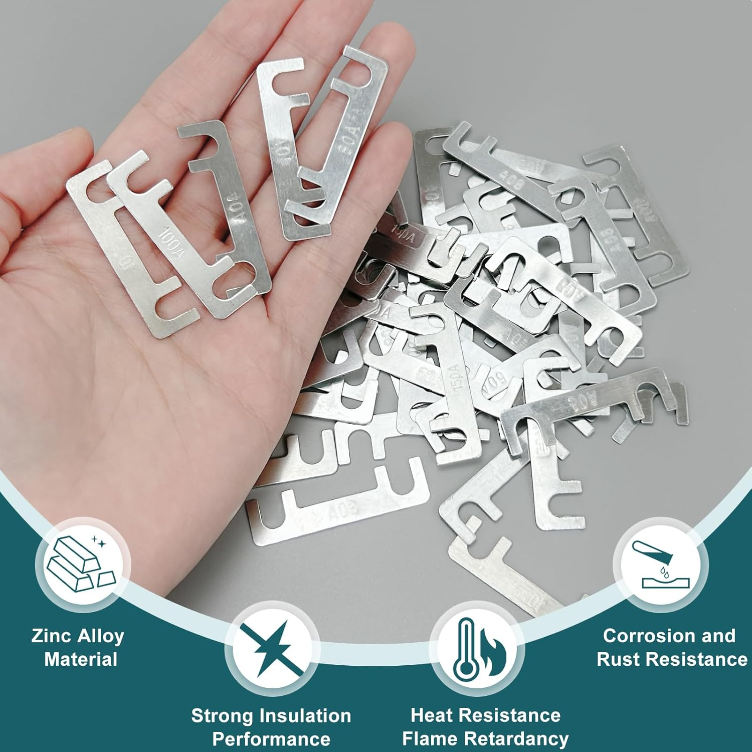 60 Pcs Strip Fuses Blade Fuse, 30A, 40A, 50A, 80A, 100A, 150A Flat Fuse Strip, Car Fuse for Caravan Motorhome, Car Fuse for Caravan Motorhome image number 1