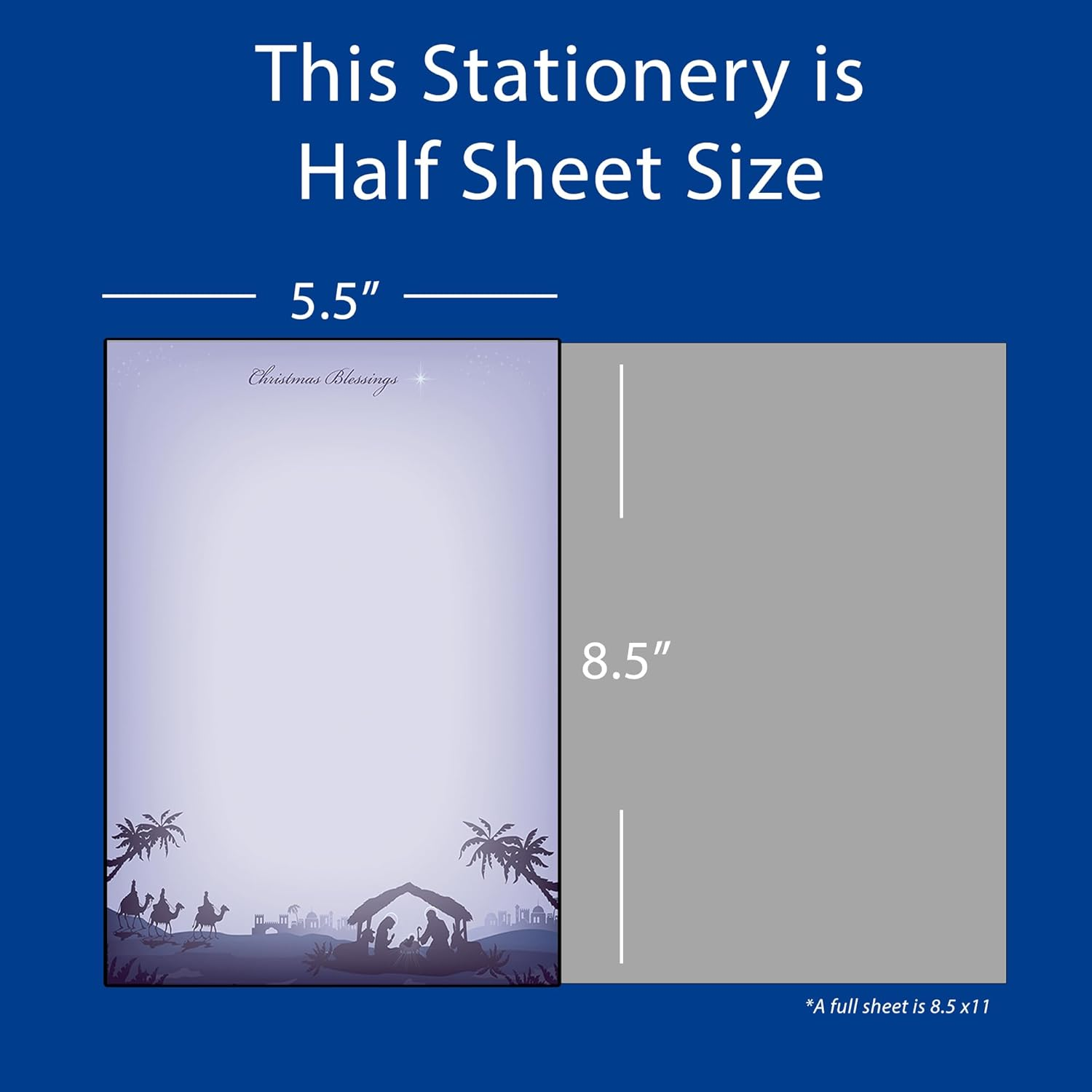 Star of Bethlehem Christmas Stationery Memo Paper - 80 Sheets of Half Sized (5 1/2'' X 8 1/2'') Christmas Letterhead for Winter & Holiday Events