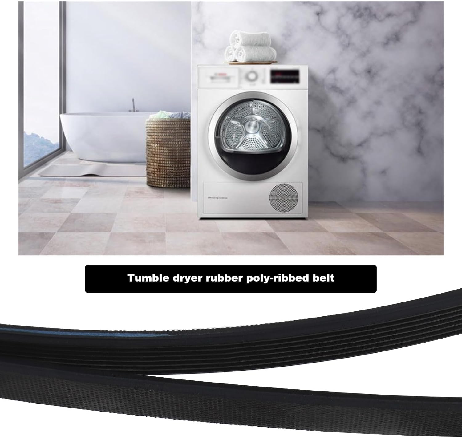 Tumble Dryer Belt Replacement Compatible with Electrolux EDE605A Compatible with Simpson 39P400M Rubber Closed Loop Belt Sander Drive Belt Black image number 5