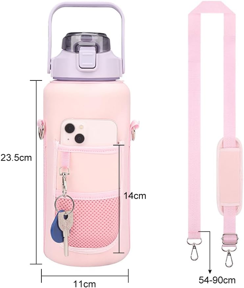 2L/64OZ Water Bottle Cover with Strap Drink Sport Cup Case Pouch Carrier Holder Purple image number 1