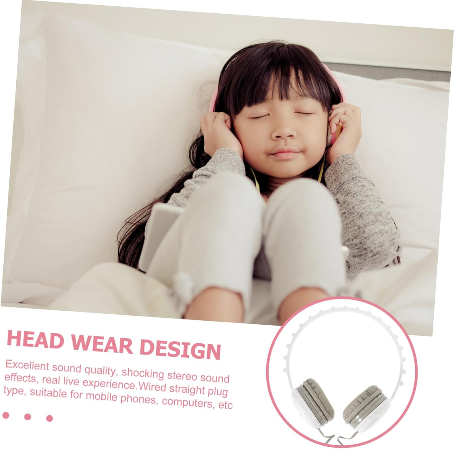 TEHAUX Boy Girl Headphones Lightweight over Ear Gaming Earphones Headphones Style image number 6