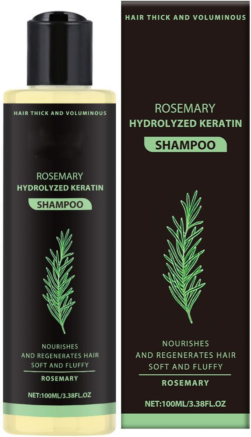 Rosemary Hydrolyzed Keratin Shampoo, Rosemary Leaf Oil Shampoo, Natural Thickening & Strengthening Sham-Poo, Soft and Fluffy for Men and Women Cleansing Conditioner