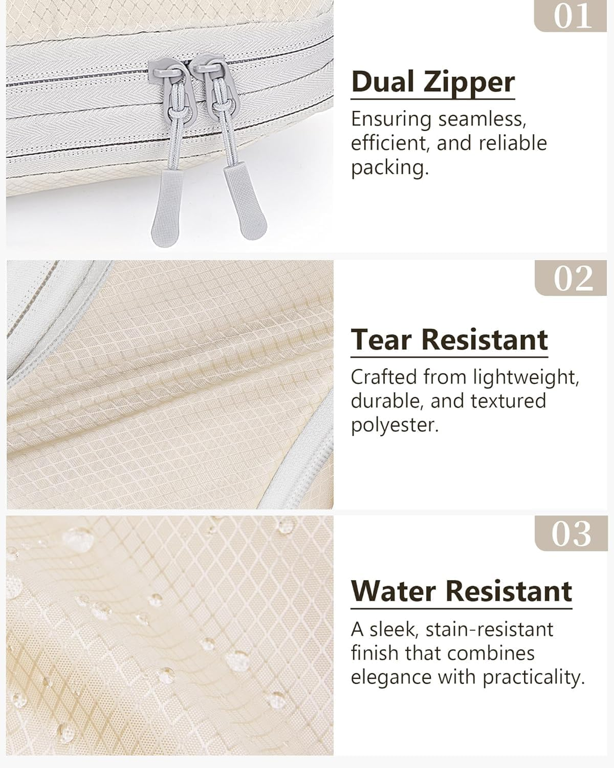 TRMFUSA Compression Packing Cubes 8 Set, Suitcase Organiser Bags, Travel Cubes for Suitcases, Luggage Organiser Packing Bags, Flight Cruise Holiday Essentials (Beige) - Beige image number 5