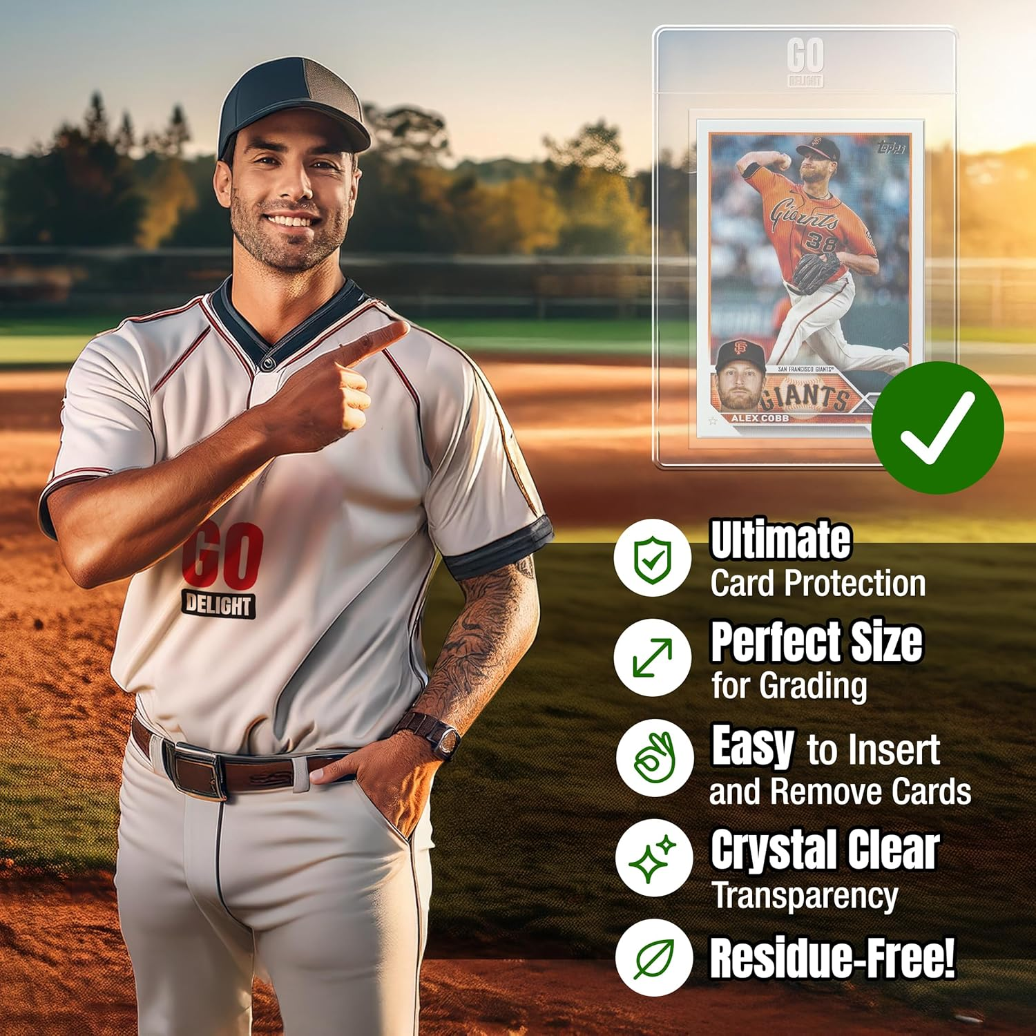 Semi Rigid Card Holders &ndash; 100 Bundle - 50 Card Holders for Trading Cards and 50 Soft Sleeves for PSA, SGC, BGS, CSG - Baseball Card Sleeves - 3-5/16" X 4-7/8" Including 1/2" Lip image number 5