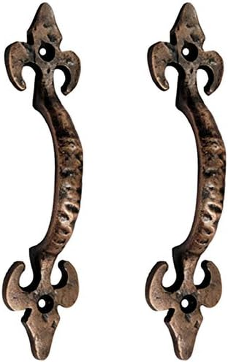 Adonai Hardware Nethaniah Antique Cast Iron Cabinet Pull Handles (6.1" X 2 Pack, Matte Black) for Vintage Wooden Barn Doors, Gates, Closets, Furniture, Drawers, Cupboards, Wardrobes and Sheds